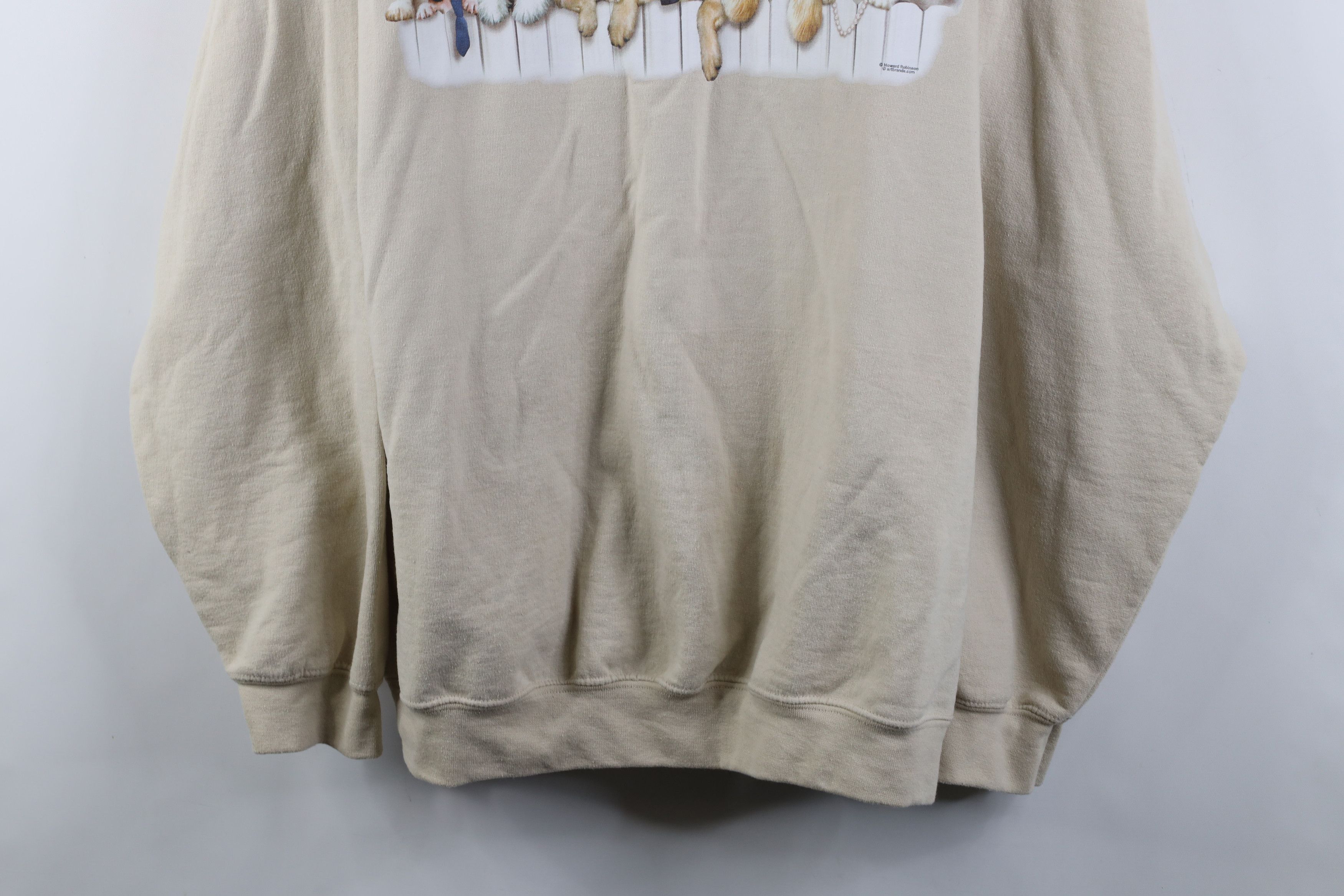 Vintage Vintage 90s Y2K Streetwear Puppy Crewneck Sweatshirt Beige Size 3XL / US 20-22 - 3 Thumbnail
