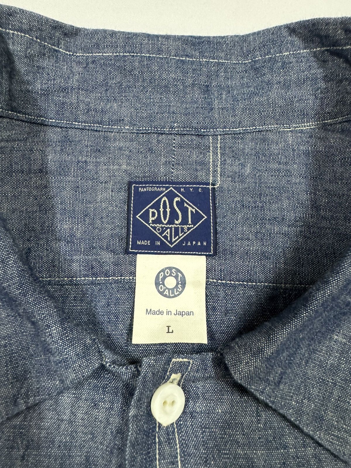 Post Overalls 2016 Post Overall V-patch Pocket Open Collar Indigo Chambray Size US L / EU 52-54 / 3 - 18 Thumbnail