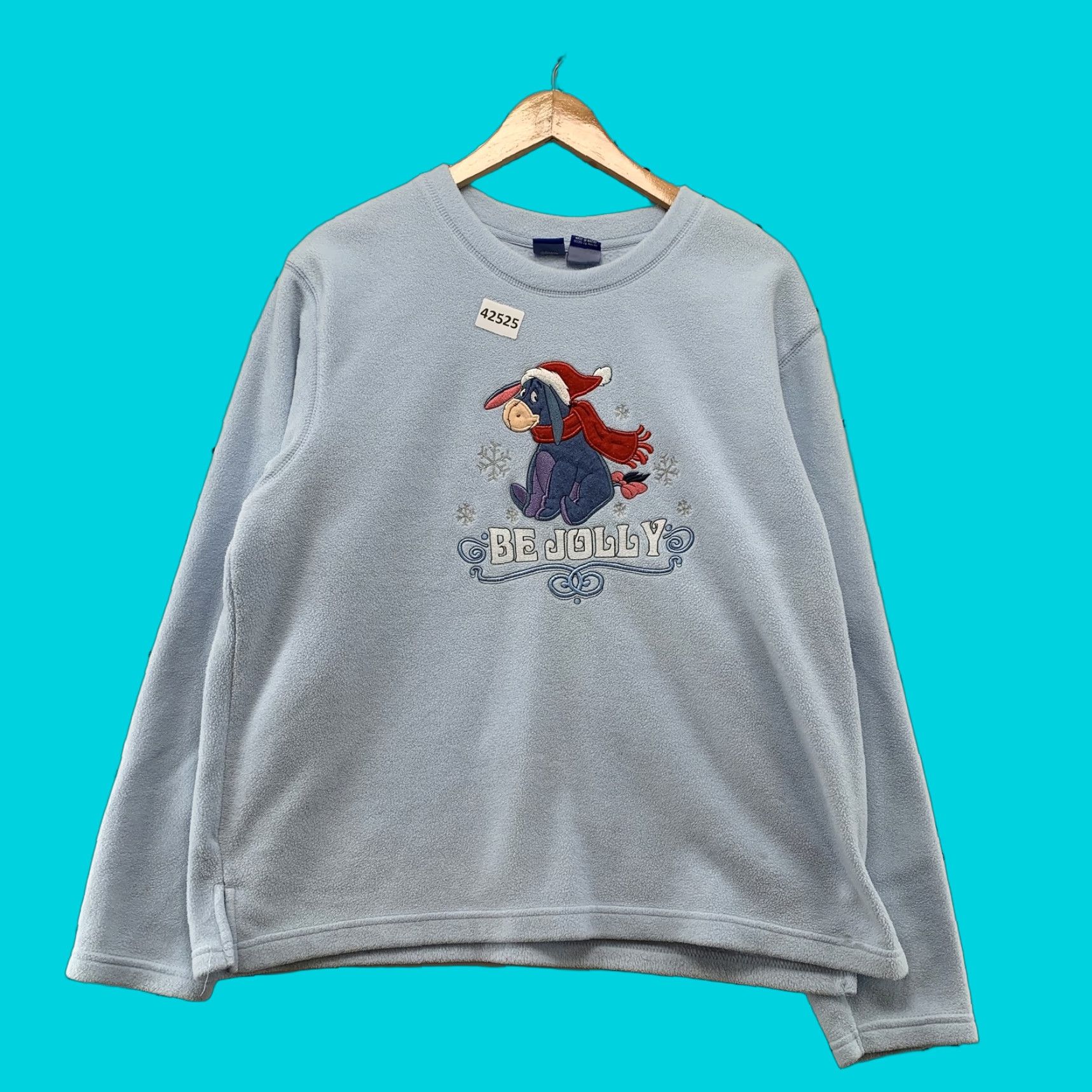 Disney VINTAGE Disney Sweatshirt Womens XL Blue Be Jolly Eeyore Pullover Fleece Embroidered Graphic Print Womens Size XL / US 12-14 / IT 48-50 - 1 Thumbnail
