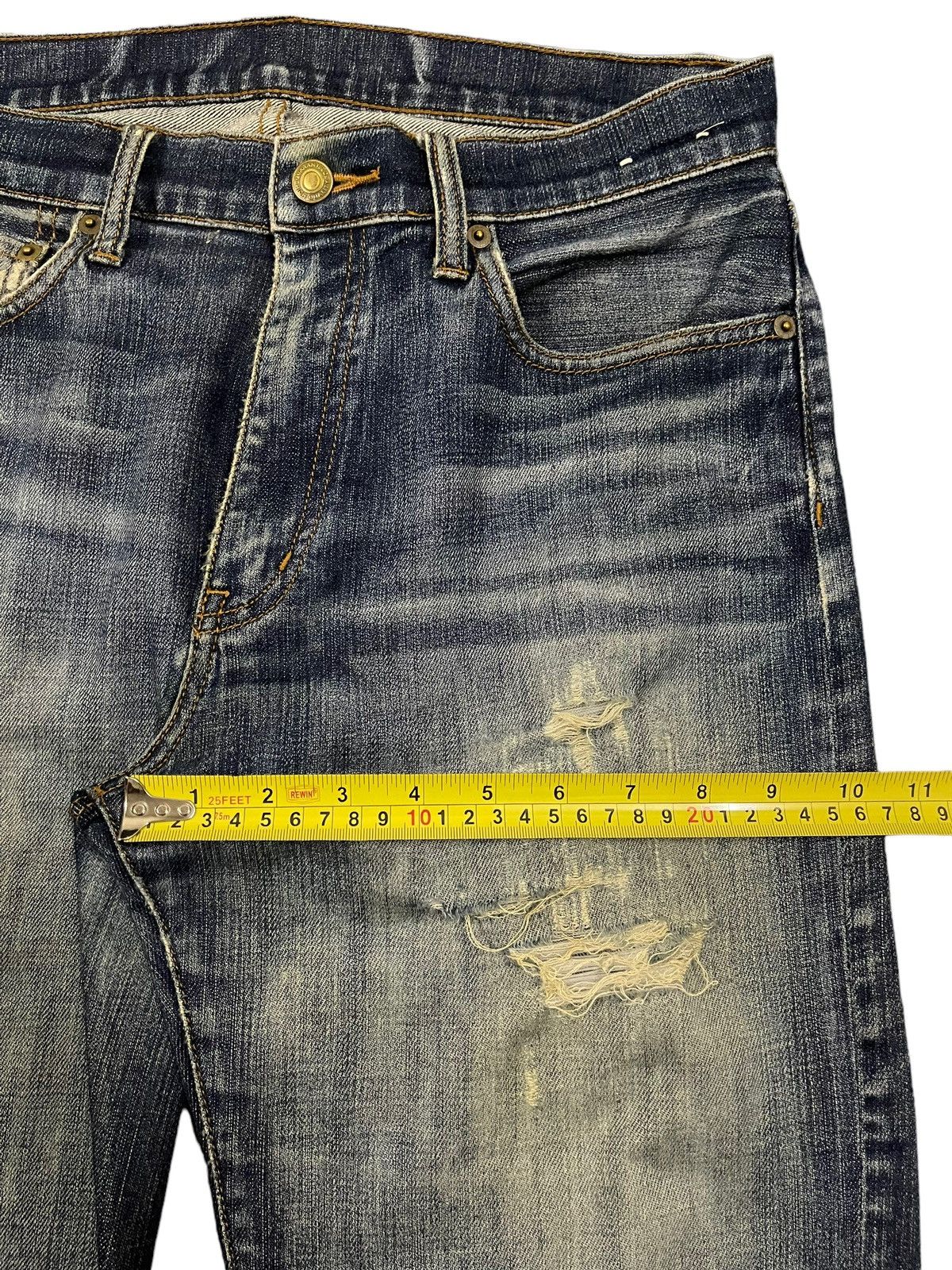 Sugar Cane Vintage Japanese Brand Blue Wash Distress Baggy Jeans Size US 32 / EU 48 - 12 Thumbnail