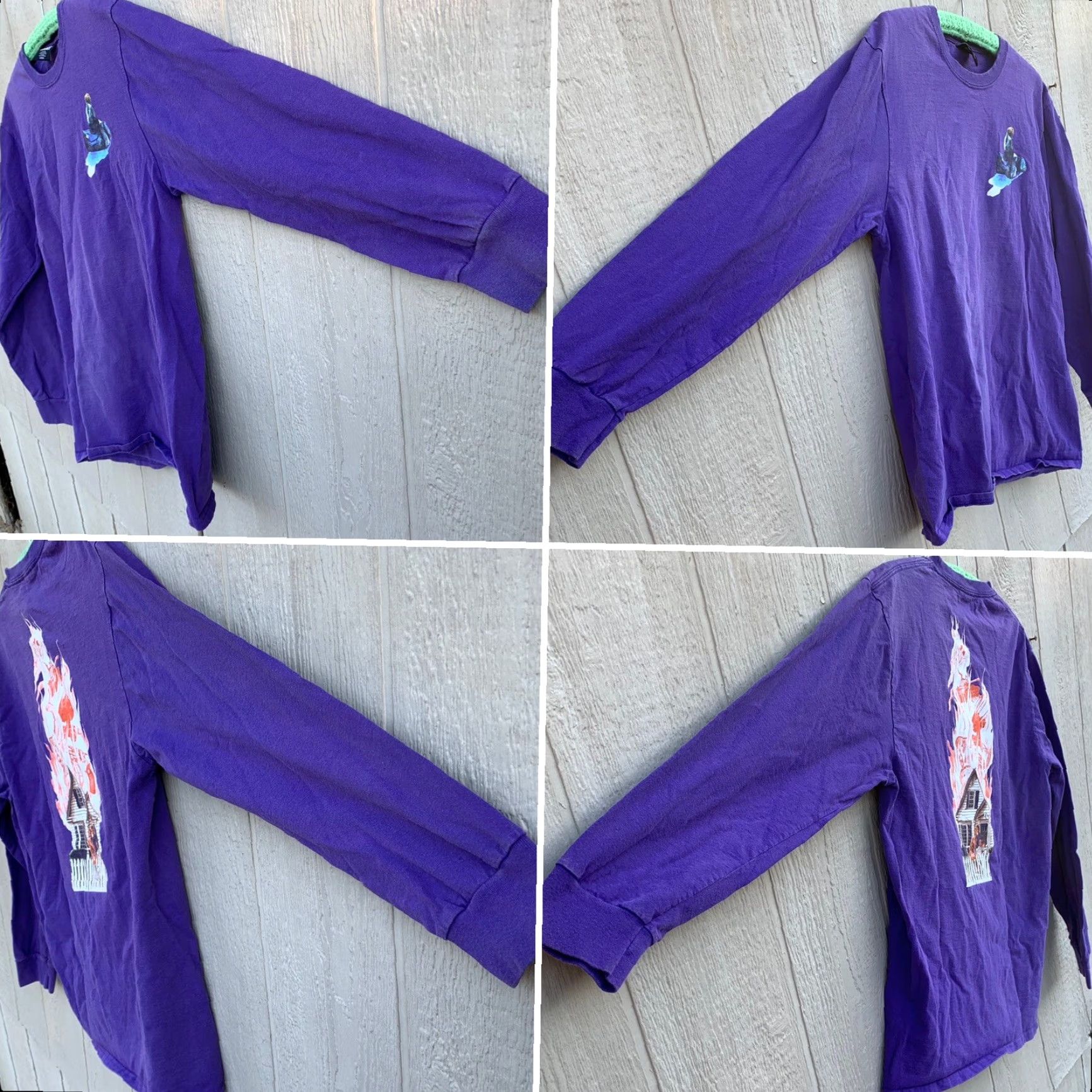 Vintage VINTAGE Hockey Shirt Mens L Purple Graphic Print Burnt House T-Shirt Long Sleeve FA Hockey Size US L / EU 52-54 / 3 - 3 Thumbnail