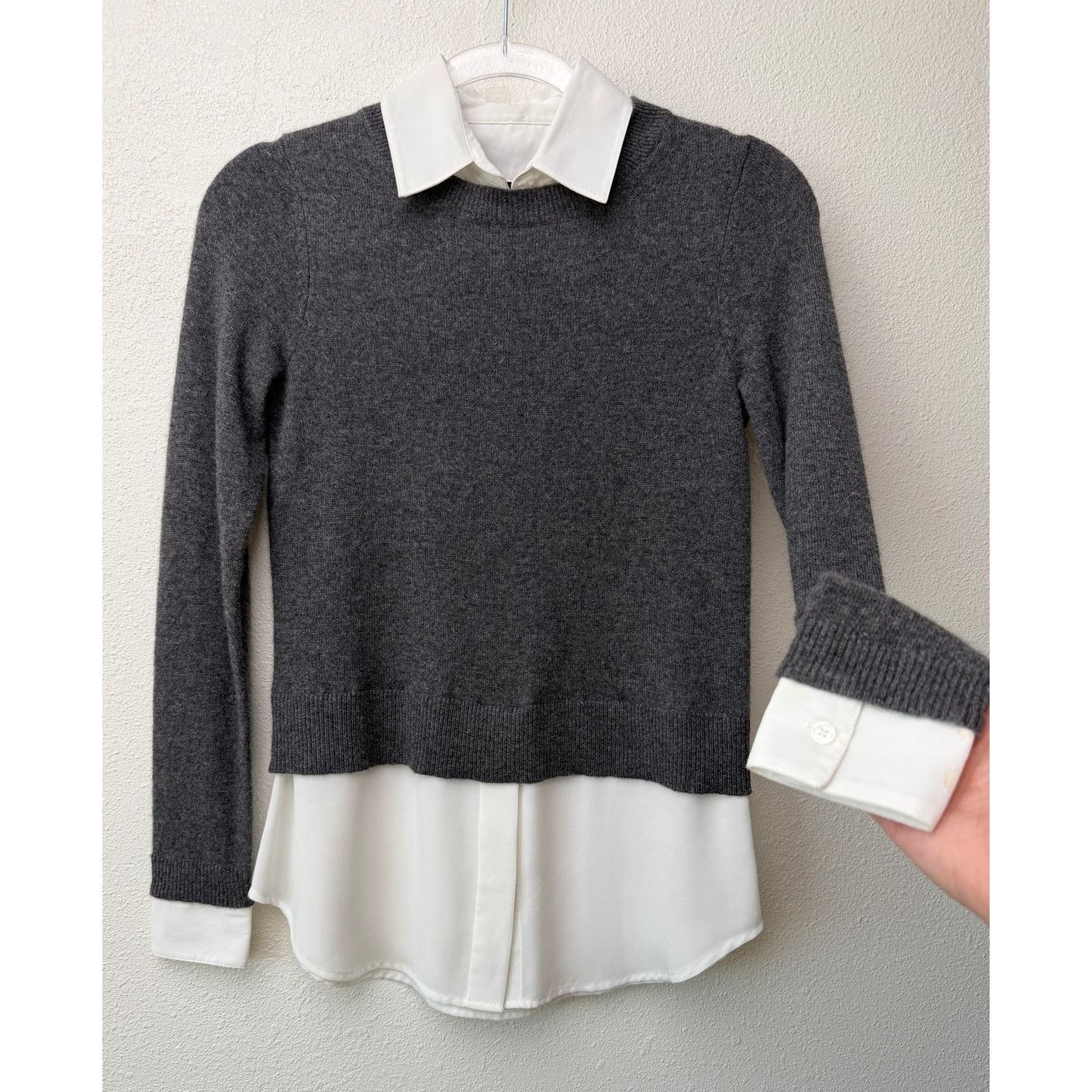 Other Gray White Layered Sweater Shirt XS Size XS / US 0-2 / IT 36-38 - 3 Thumbnail