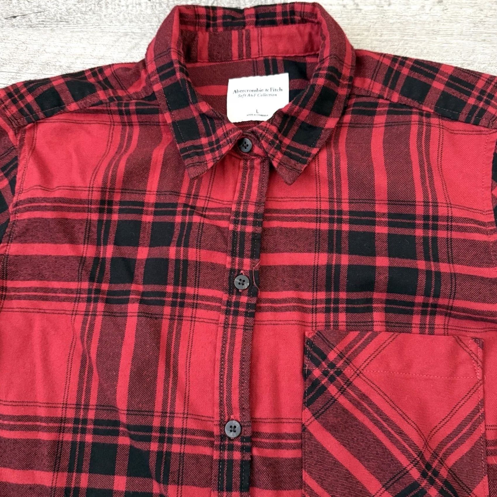 Abercrombie & Fitch Abercrombie & Fitch Soft AF Flannel Shirt Womens Large Red Black Plaid Oversized Shirt Size L / US 10 / IT 46 - 3 Thumbnail
