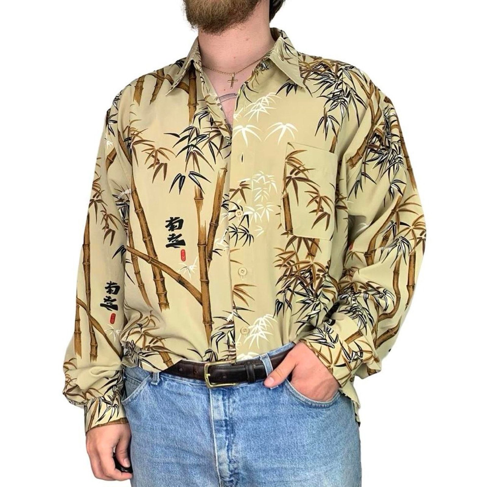 Southpole × Vintage Vintage SouthPole Bamboo Graphic Print Button Down Shirt Size US XL / EU 56 / 4 - 1 Thumbnail