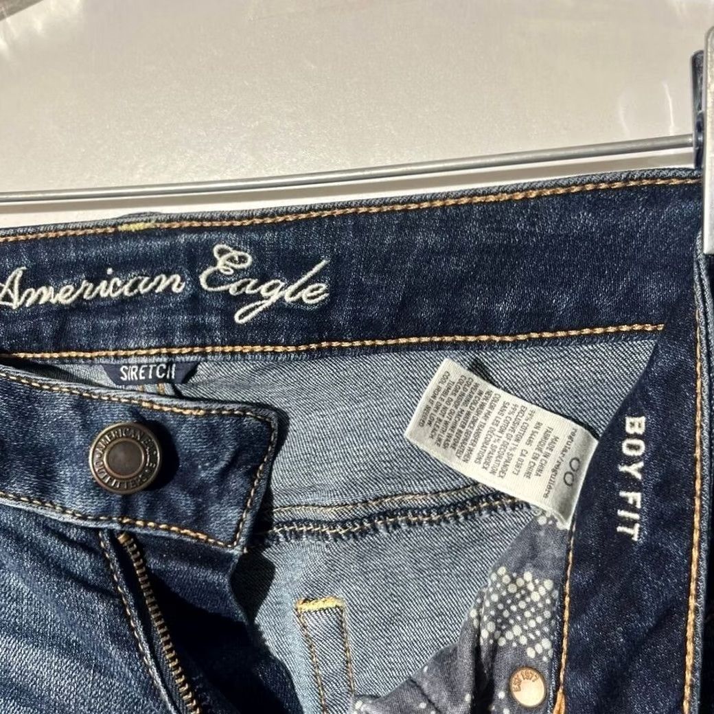 American Eagle Outfitters American Eagle Women's Jeans Size 00 Stretch Boy Fit Washed Blue Denim Size 24" / US 00 / IT 34 - 3 Thumbnail