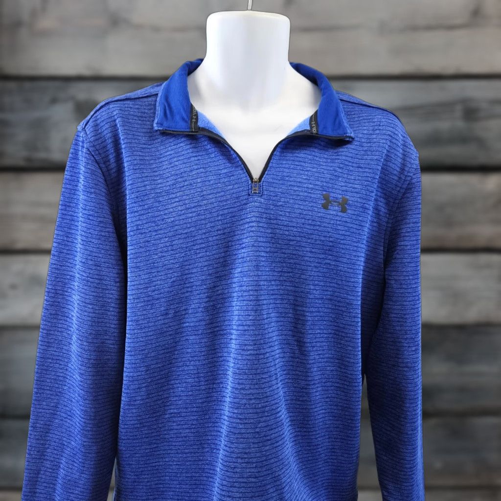 Under Armour Under Armour Golf Mens Pullover 1/4 Zip Sz Large Blue Stripe Size US L / EU 52-54 / 3 - 1 Thumbnail