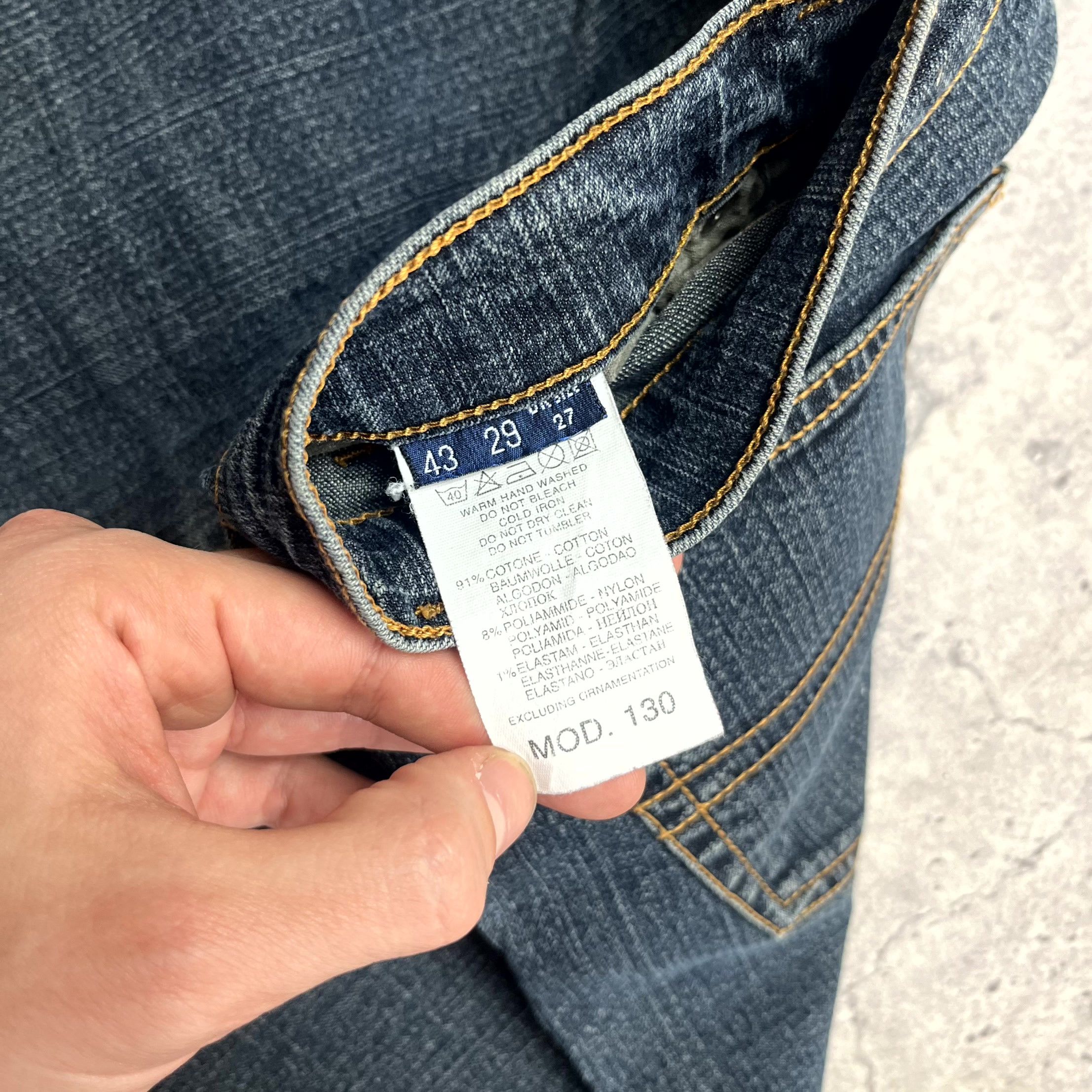 Trussardi Y2K Trussardi Navy Blue Straight Denim Jeans Size 29 UK 27 Size 29" - 6 Thumbnail