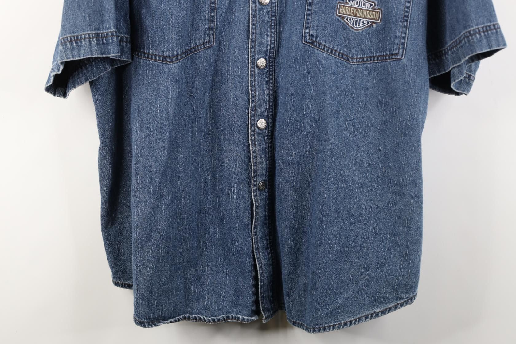 Harley Davidson Vintage 90s Harley Davidson Denim Jean Button Shirt Blue Size US XL / EU 56 / 4 - 3 Thumbnail