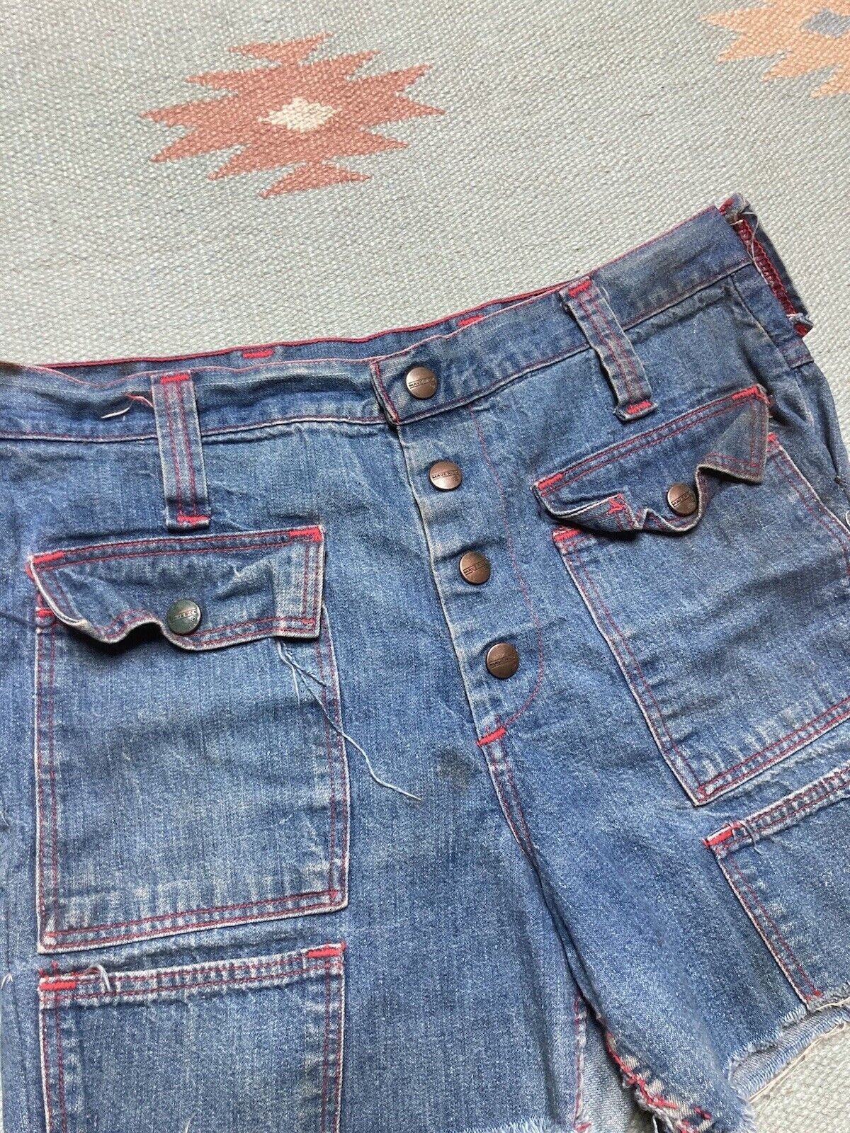 Vintage 70s cutoff jeans shorts daisy dukes maverick blue 13/14 30 Size 30" / US 8 / IT 44 - 5 Thumbnail