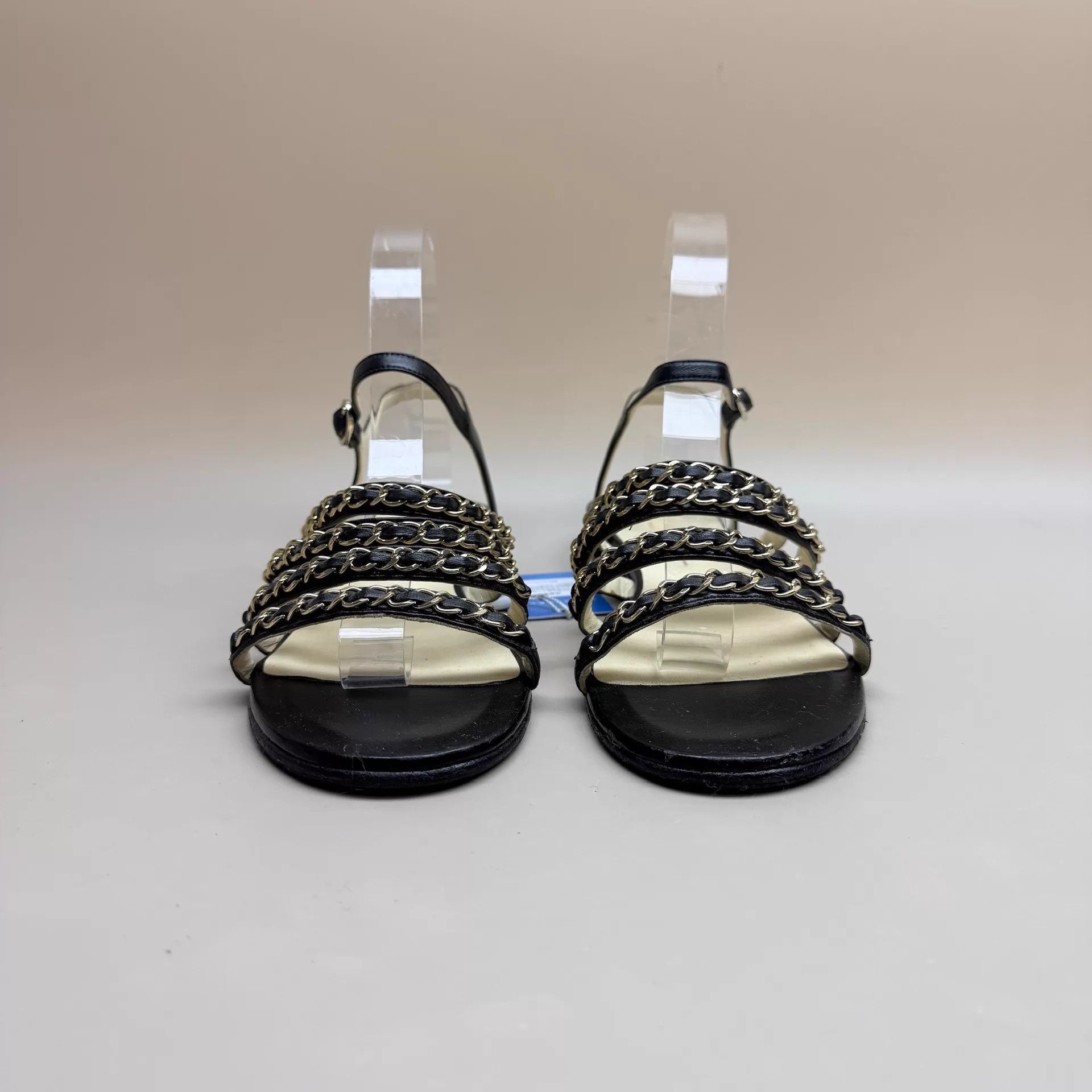 Chanel CHANEL Black & Gold Chain CC Sandals Size 37 95 New Size US 6.5 / IT 36.5 - 2 Thumbnail
