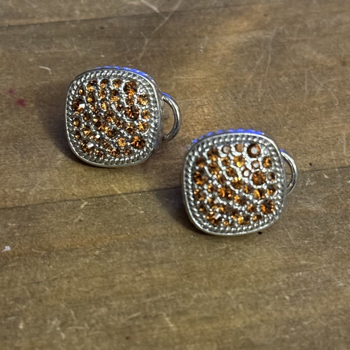 Other MX Signature Collection square silver pave orange CZ earring Size ONE SIZE - 3 Thumbnail