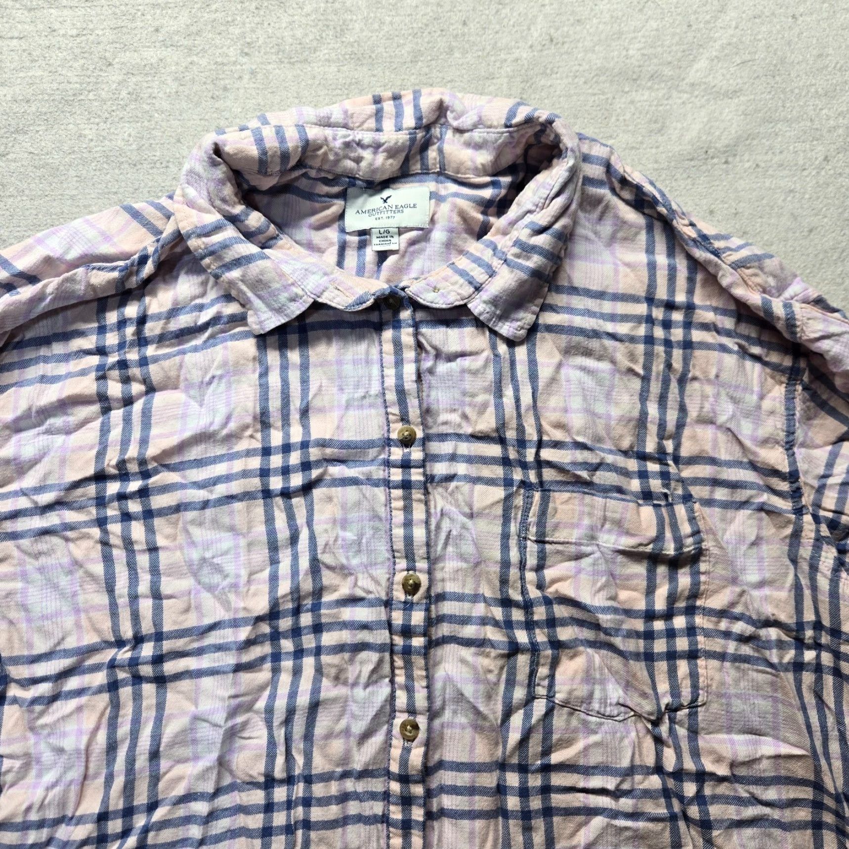 American Eagle Outfitters American Eagle Outfitters Shirt Women Large Pink Plaid Button-Up Long Sleeve Collared Casual Fall Winter Spring Women’s L Size L / US 10 / IT 46 - 2 Thumbnail