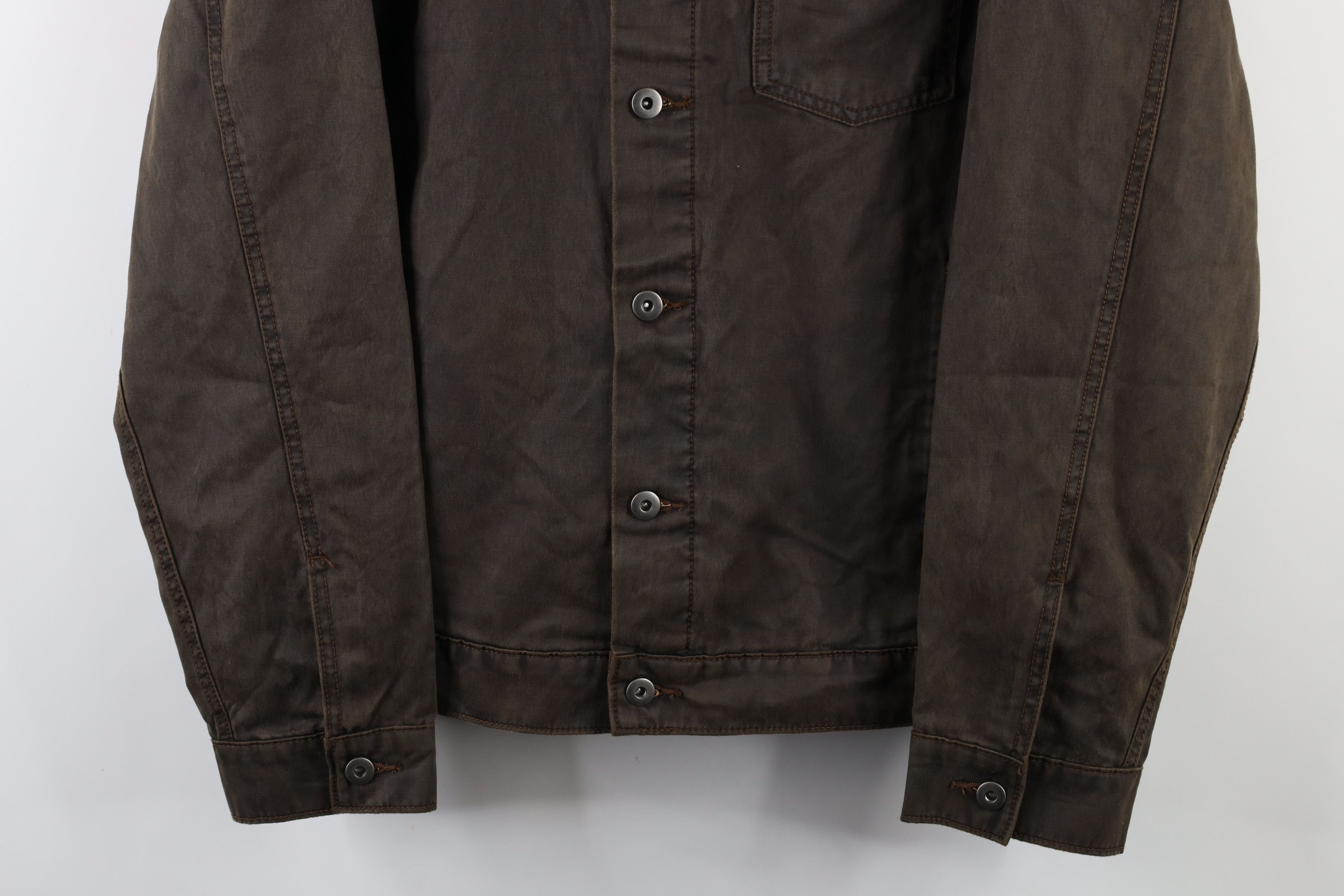 Vintage Vintage 90s Streetwear Waxed Cotton Trucker Jacket Brown Size US L / EU 52-54 / 3 - 3 Thumbnail