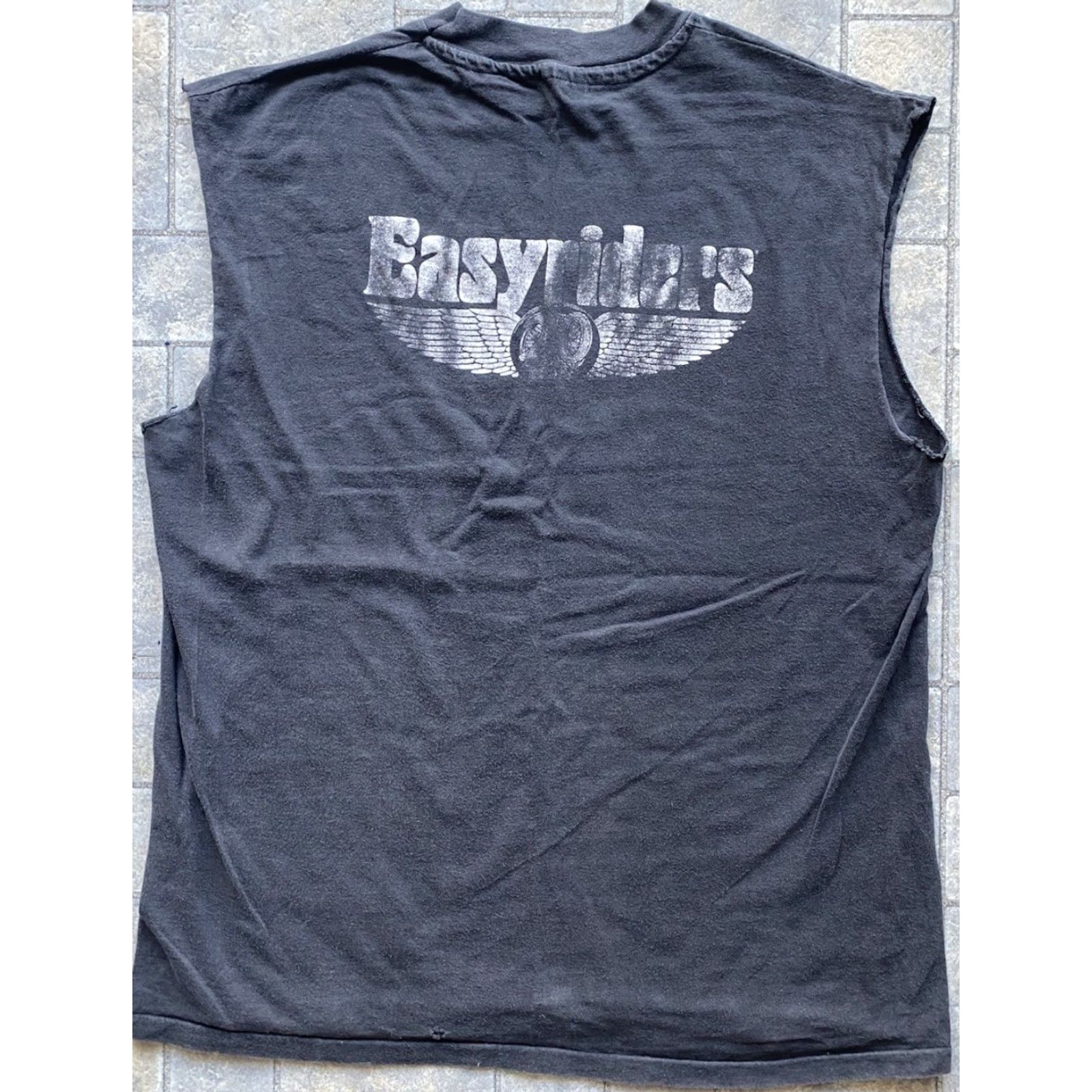 Hanes VINTAGE Hanes T-Shirt Motorcycle Rendezvous XL Black Men Sleeveless Cut Off Easy Riders Single Stitch Size US XL / EU 56 / 4 - 2 Thumbnail