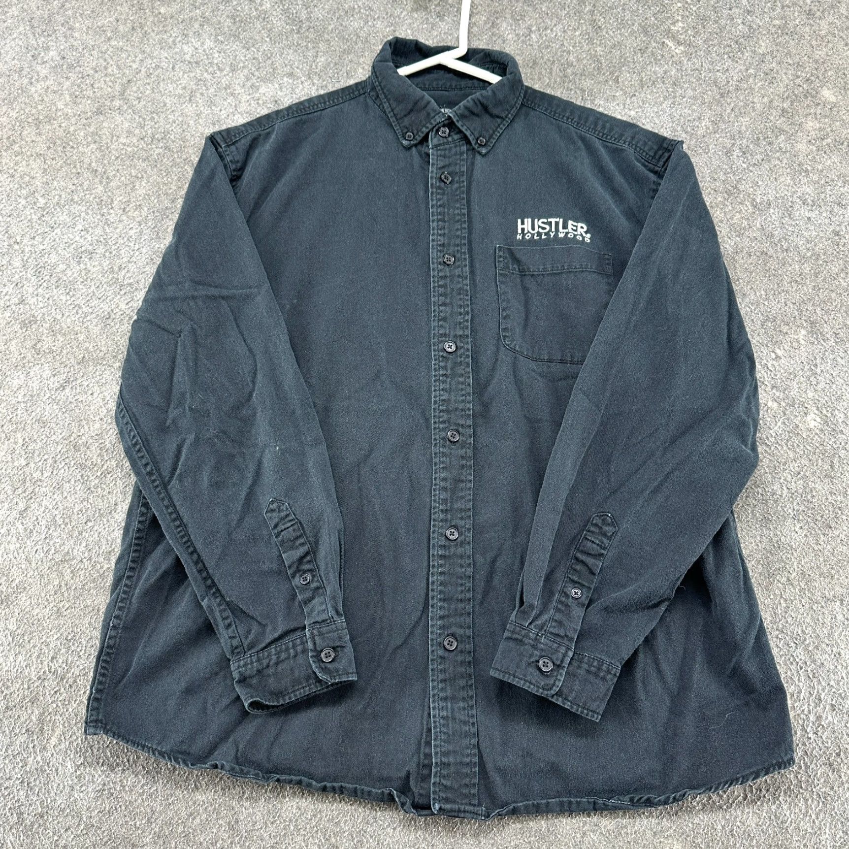 Vintage VINTAGE Hustler Shirt Mens L Black Long Sleeve Button-Down Cotton Hollywood Y2K 90s Logo Workwear Size US L / EU 52-54 / 3 - 2 Thumbnail