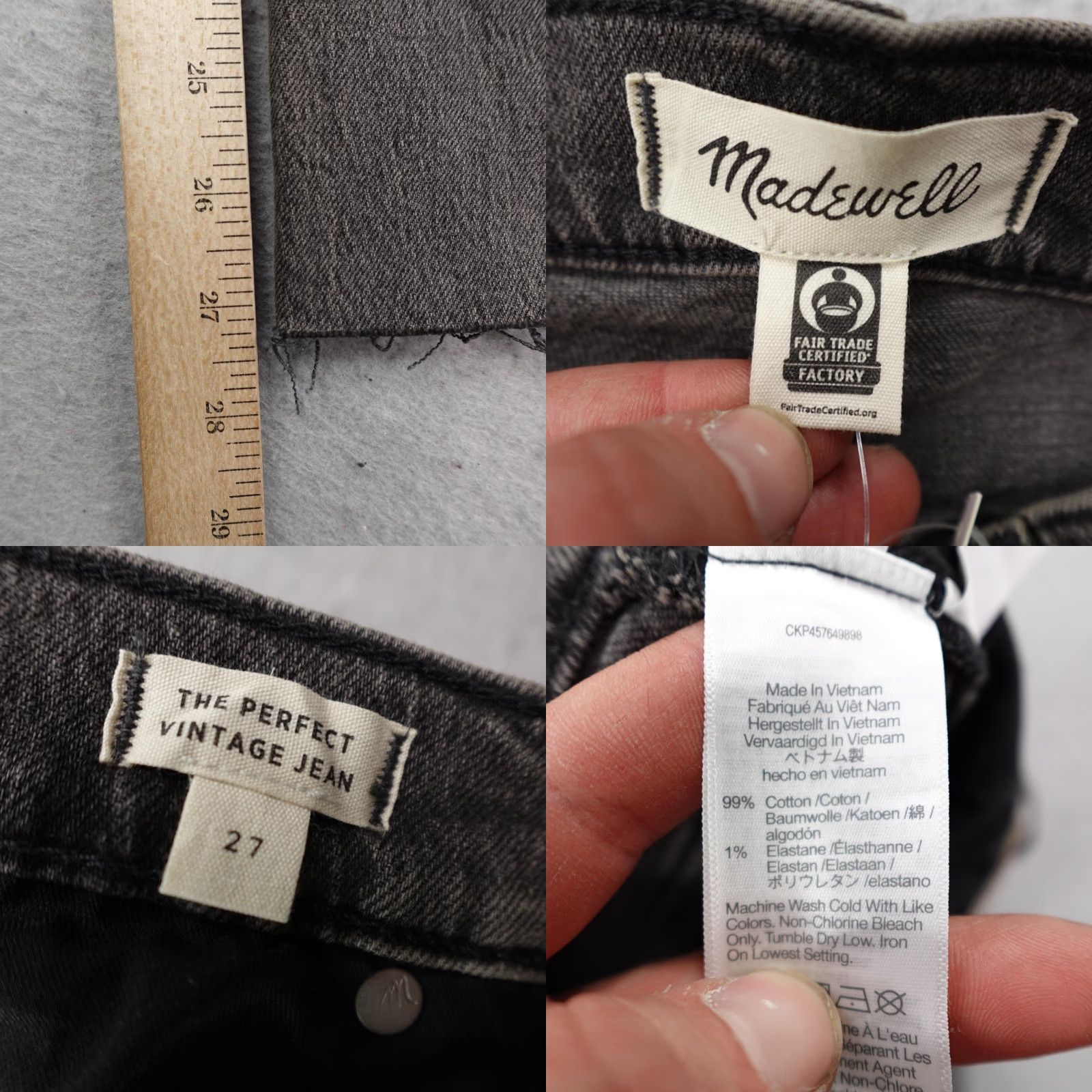 Madewell Madewell Jeans Womens 27 Gray Denim The Perfect Vintage Jean High Rise NEW Size 27" / US 4 / IT 40 - 9 Thumbnail