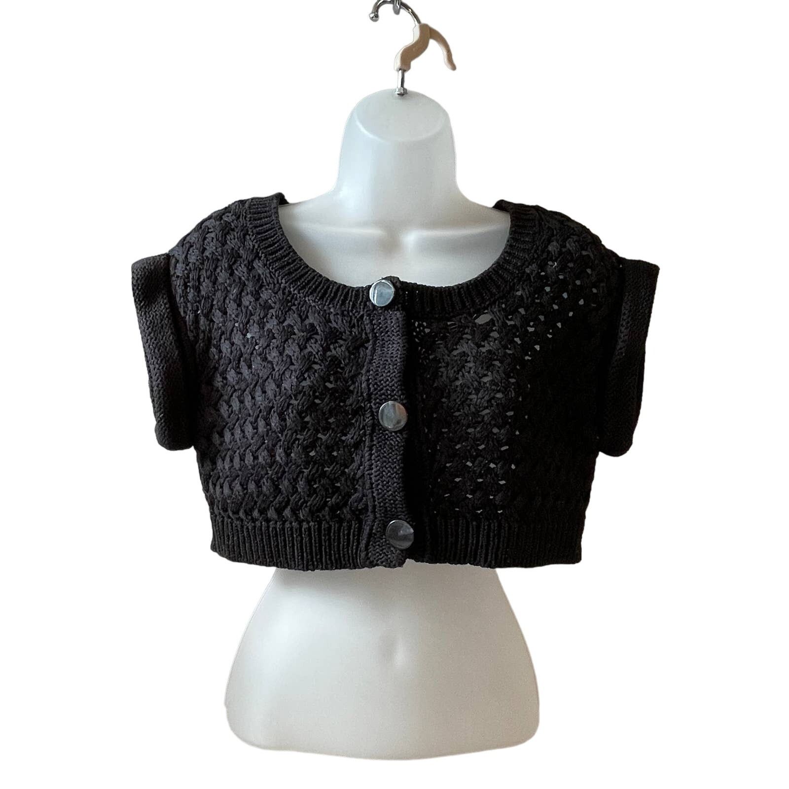 3.1 Phillip Lim 3.1 Phillip Lim Basketweave Cropped Cardigan Sweater Sz Med Size M / US 6-8 / IT 42-44 - 6 Thumbnail