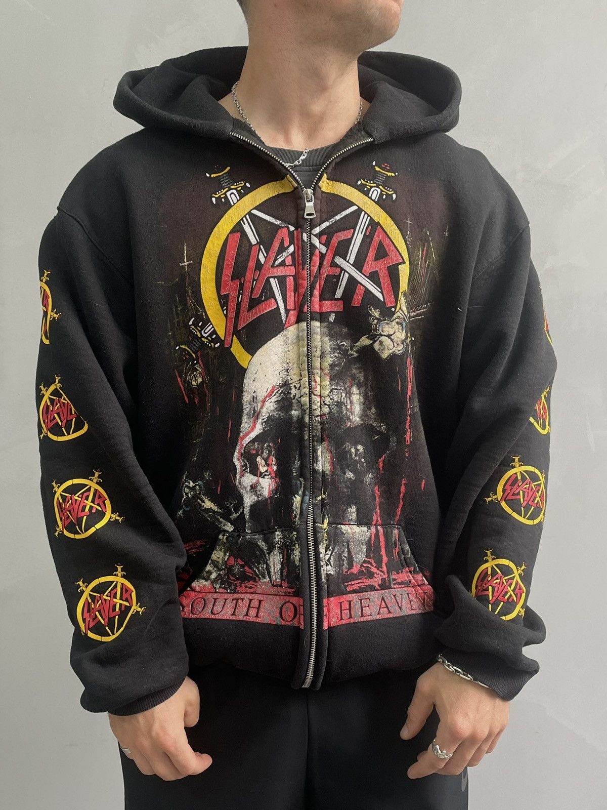 Slayer Rare 90s Slayer boxy rock hoodie opium overprint Size US XL / EU 56 / 4 - 1 Thumbnail