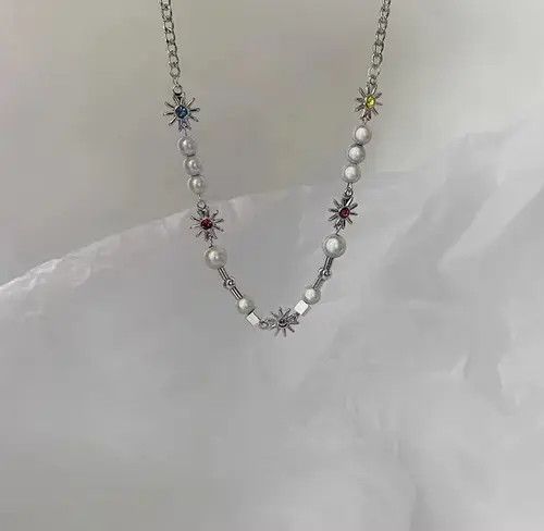 Students Colorful Sun Smiley Reflective Pearl Clavicle Chain🔥🔥🔥 Size ONE SIZE - 1 Thumbnail