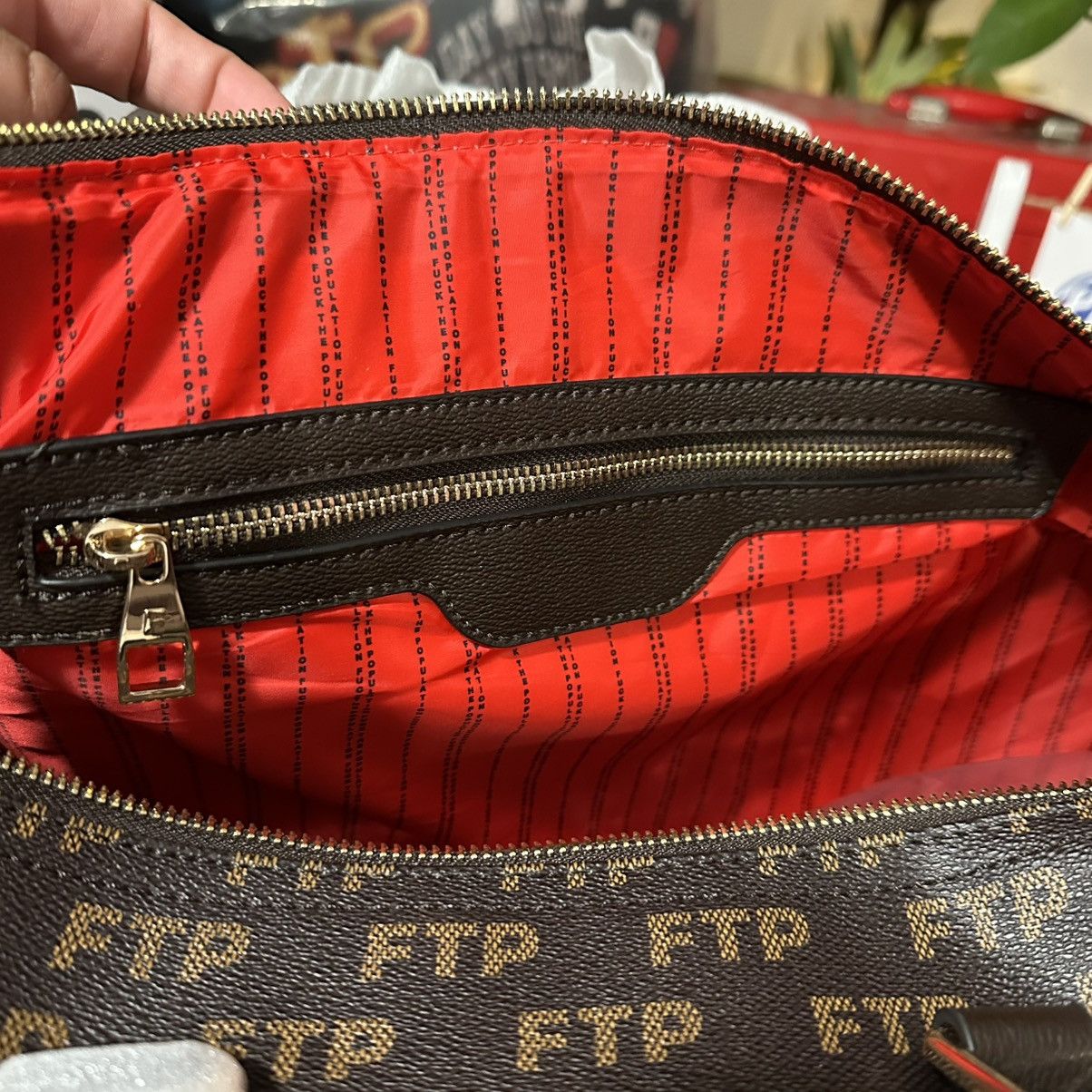 Fuck The Population FTP Brown Damier Duffle with Carry strap Size ONE SIZE - 4 Thumbnail