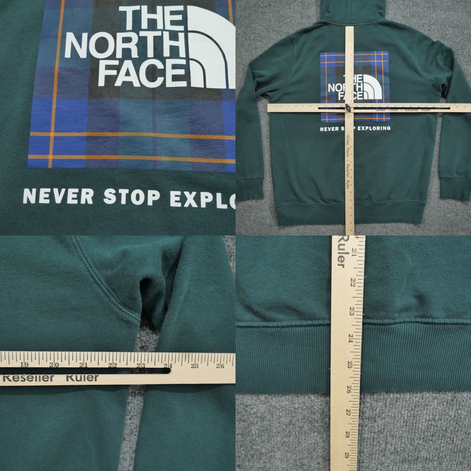 The North Face The North Face Hoodie Mens Medium Green Pullover Logo Plaid Sweatshirt Size US M / EU 48-50 / 2 - 8 Thumbnail