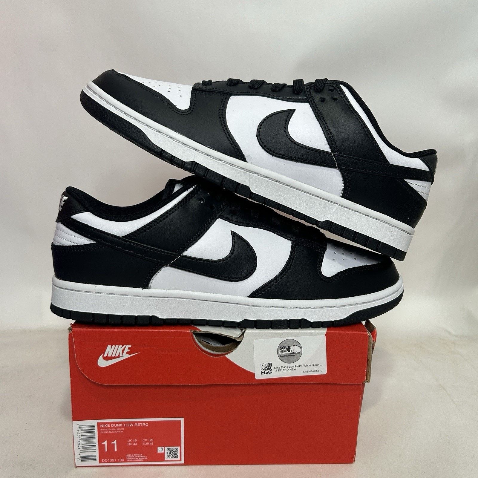 Nike Nike Dunk Low Retro “Black White/Panda” Size US 11 / EU 44 - 1 Thumbnail