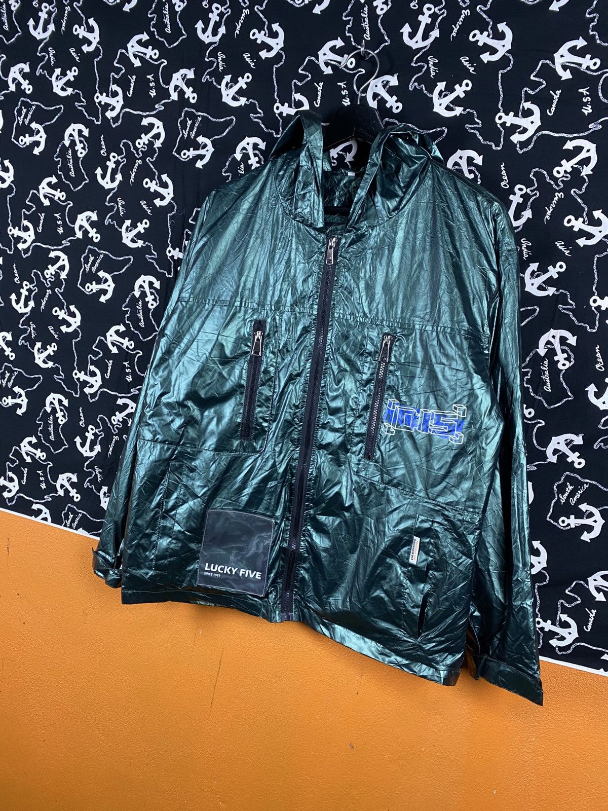Japanese Brand Lucky Five Designer Metallic Hooded Jacket Lightweight ZipUp Size US M / EU 48-50 / 2 - 4 Thumbnail
