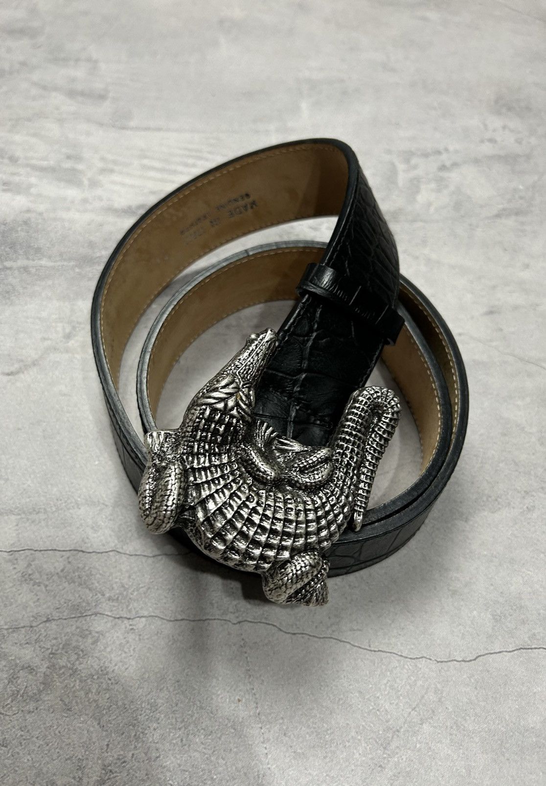 Japanese Brand Vintage Amapola Crocodile Alligator leather belt Size ONE SIZE - 1 Thumbnail