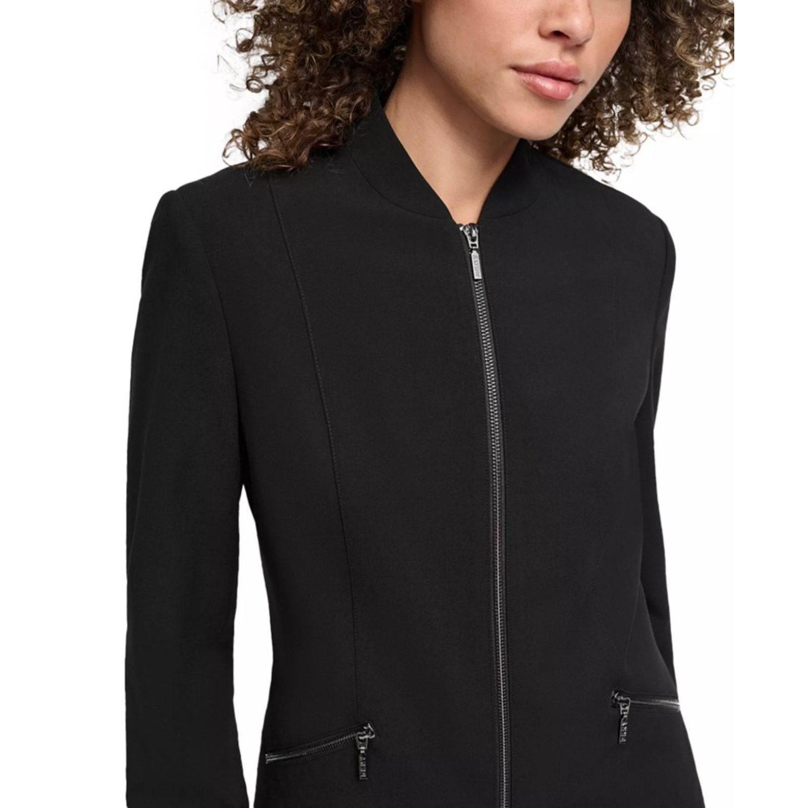 DKNY DKNY Women Black Zip-Pocket Long-Sleeve Jacket Size US 6 Size M / US 6-8 / IT 42-44 - 3 Thumbnail