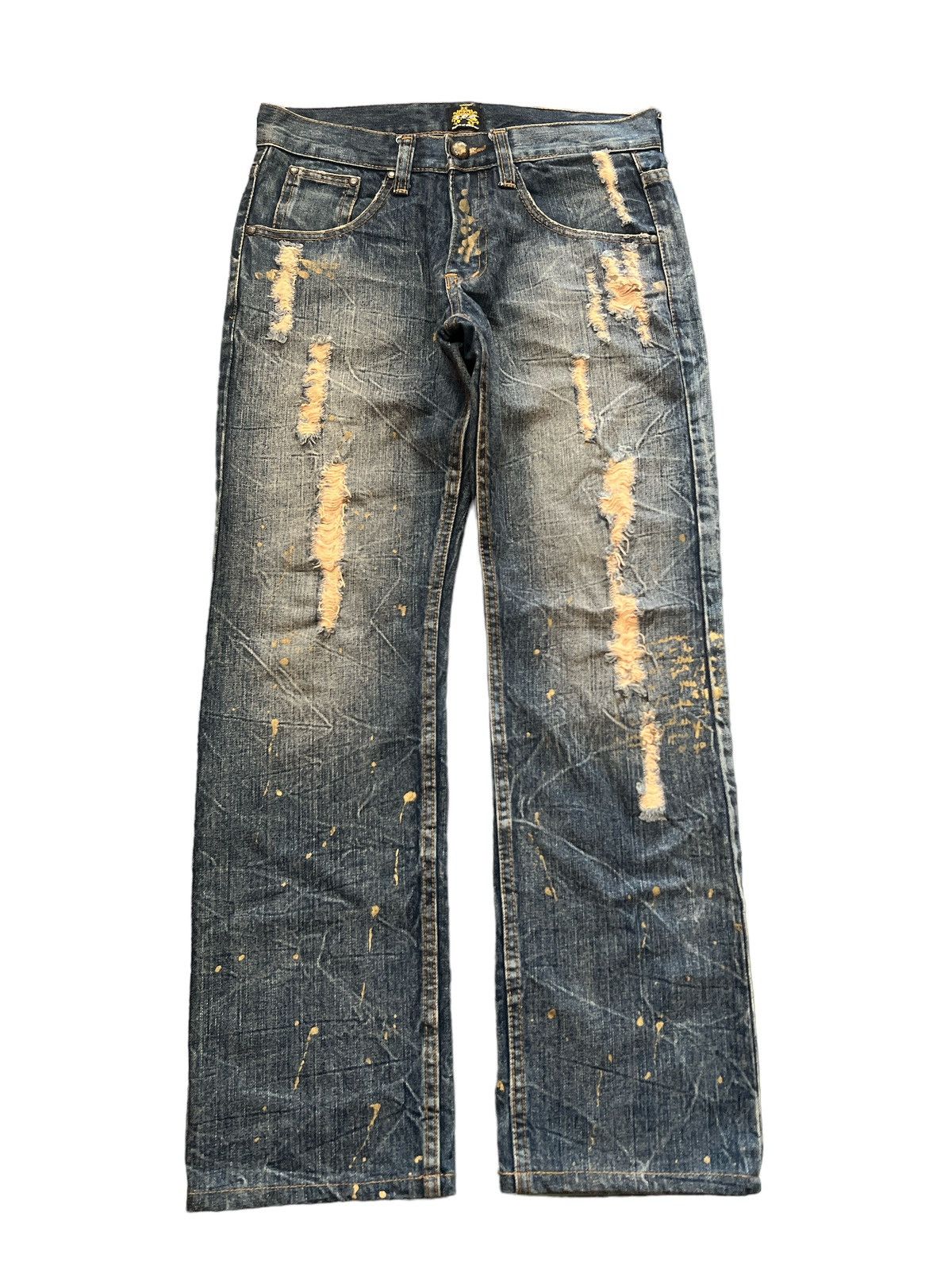 image of Vintage Thrashed Low Rise Corza Distressed Denim Pant in Blue, Men's (Size 28)