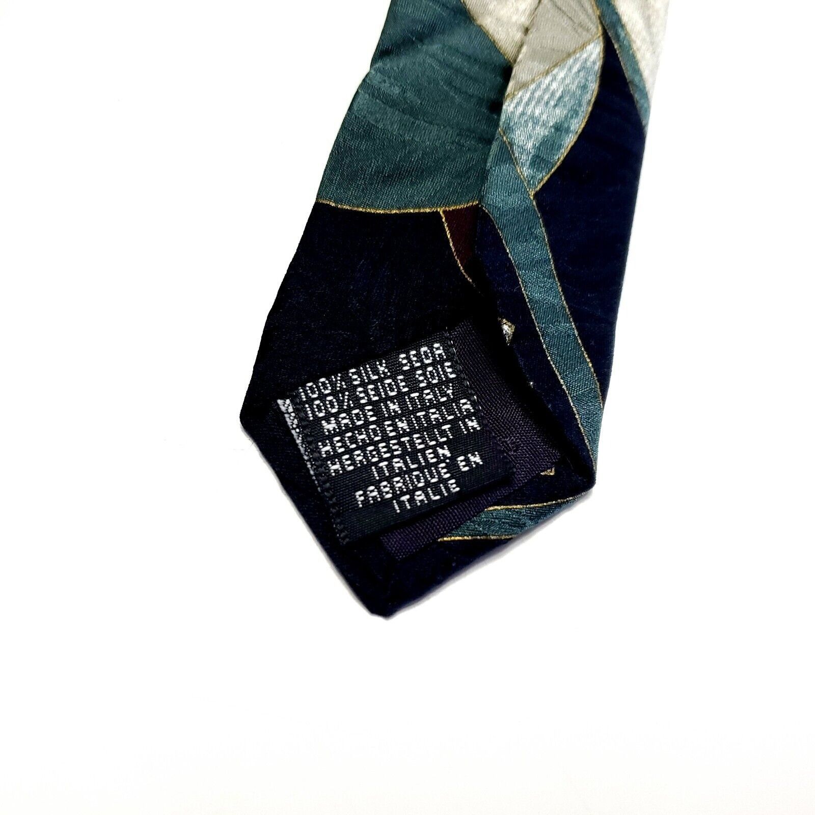 Designer Studio 54 Tie Rack Black Green Blue Abstract Jacquard Print Size ONE SIZE - 4 Thumbnail