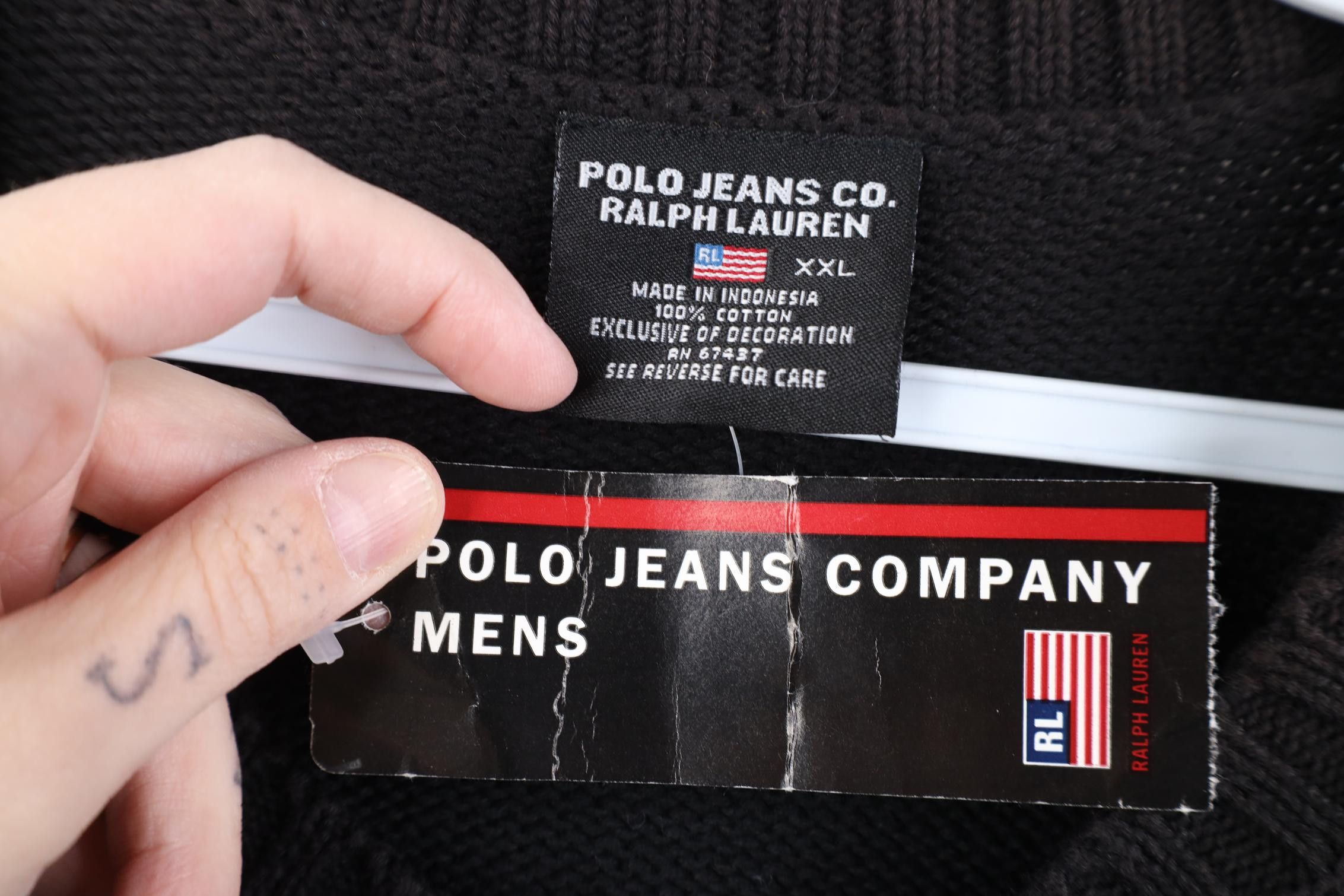 Polo Ralph Lauren Deadstock Vintage 90s Ralph Lauren Cotton Knit Sweater Black Size US XXL / EU 58 / 5 - 8 Thumbnail