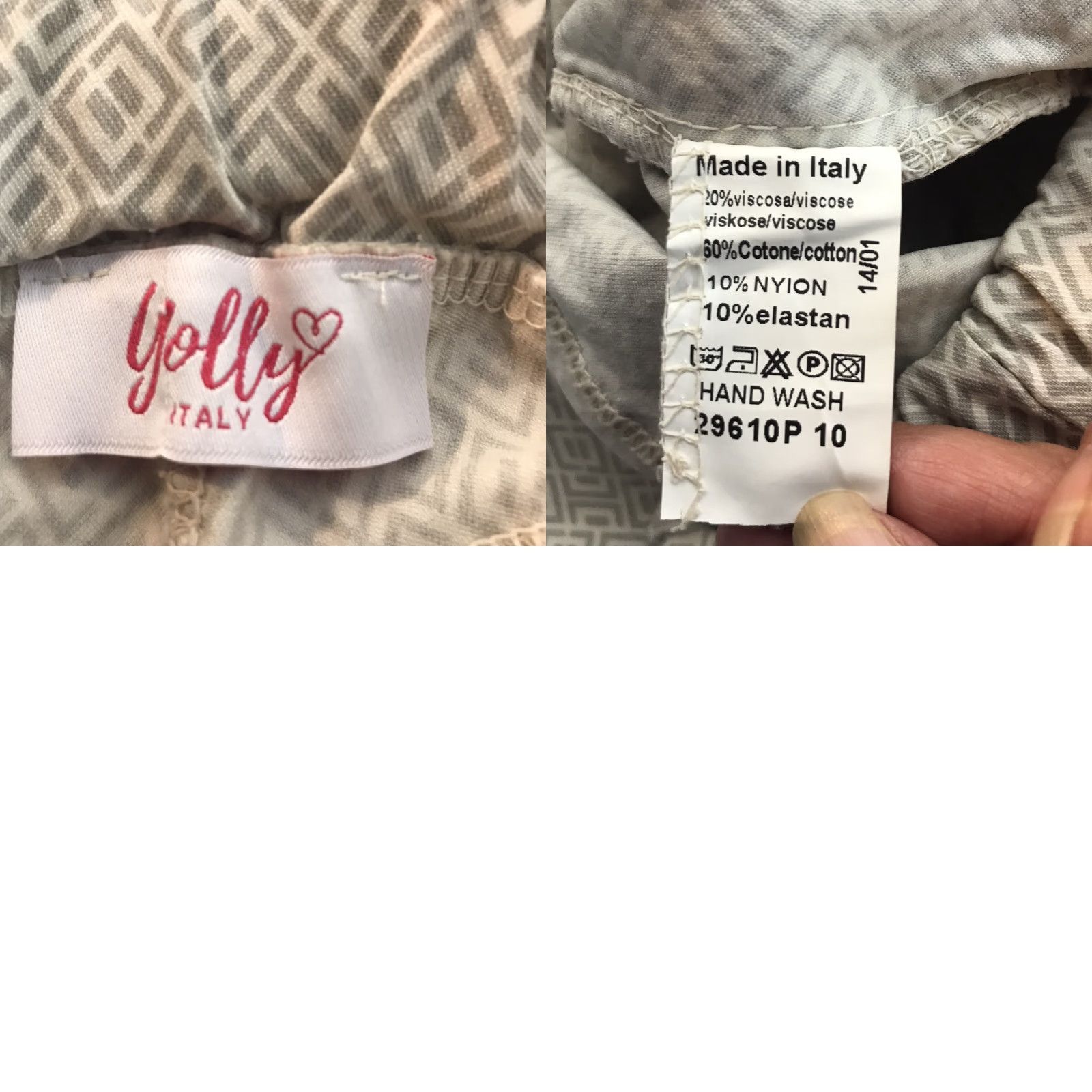 Vintage VINTAGE Yolly Italy Women's Pants Skinny Fit Drawstring Crepe Geometric Pattern 10P Light Gray Size 32" / US 10 / IT 46 - 8 Thumbnail