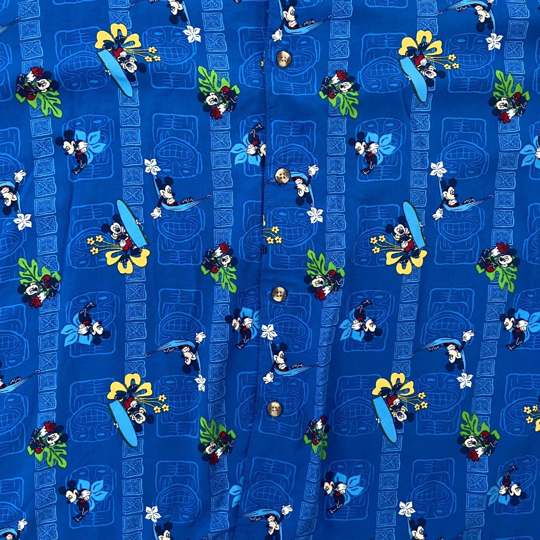 Disney DISNEY Mickey Mouse Hawaiian Shirt Adult XL Blue Button-Up Casual Travel Size US XL / EU 56 / 4 - 4 Thumbnail