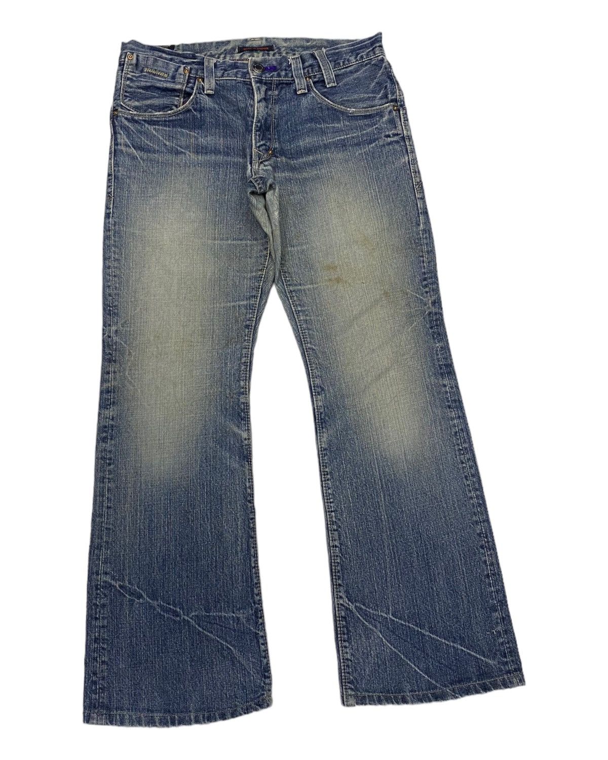 If Six Was Nine × Japanese Brand × Le Grande Bleu (L.G.B.) FLARE JEANS BLUE WAY MADE IN NIPPON DISTRESSED FLARE DENIM Size US 33 - 2 Thumbnail