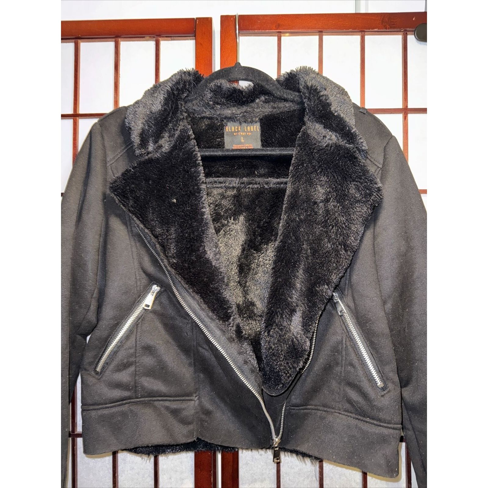 Black Label Black Label Cropped Biker Jacket Black Faux Suede Faux Shear Size L / US 10 / IT 46 - 12 Thumbnail