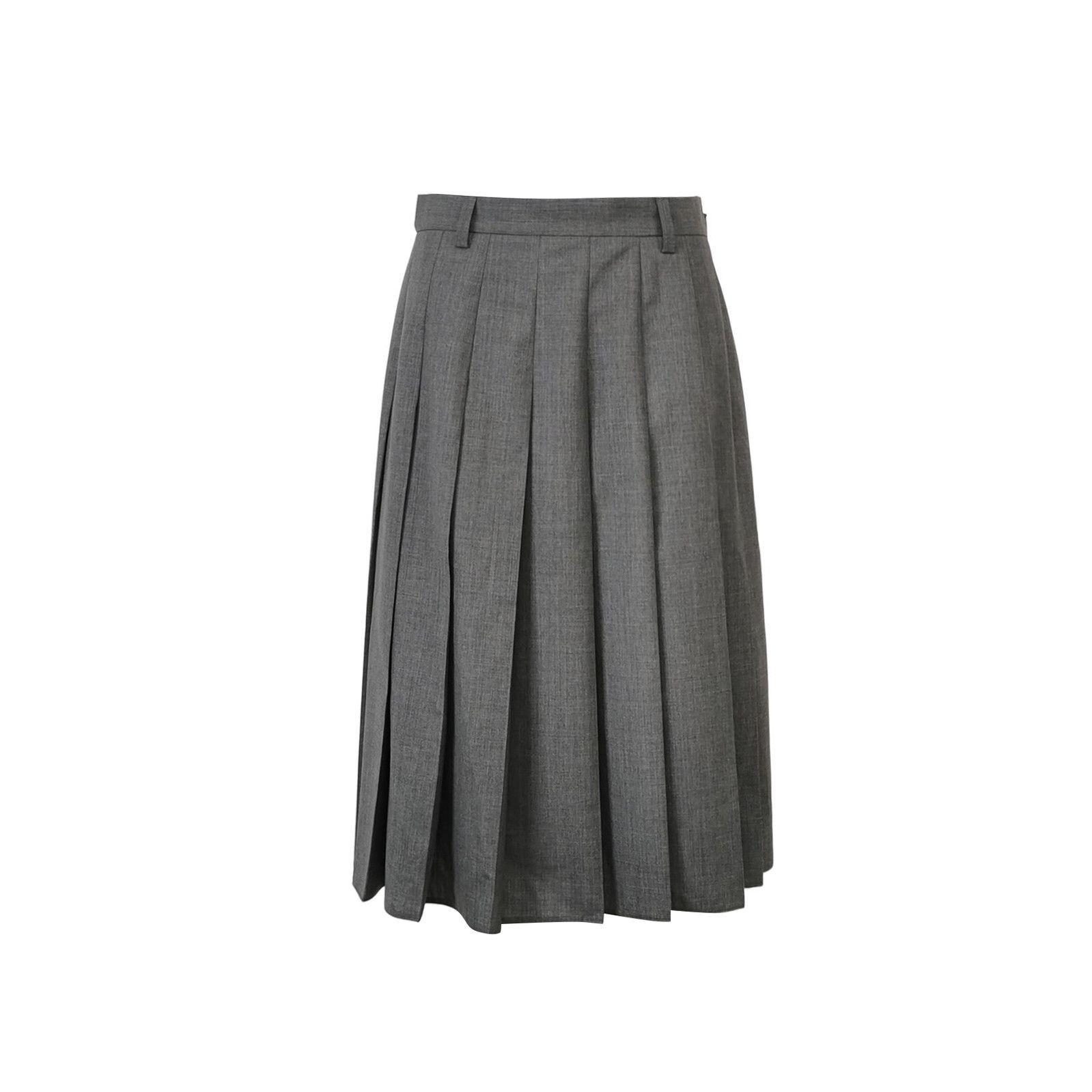 Prada Prada Grey Wool Pleated Midi Skirt - dmc Size 40" / US 18 - 1 Thumbnail
