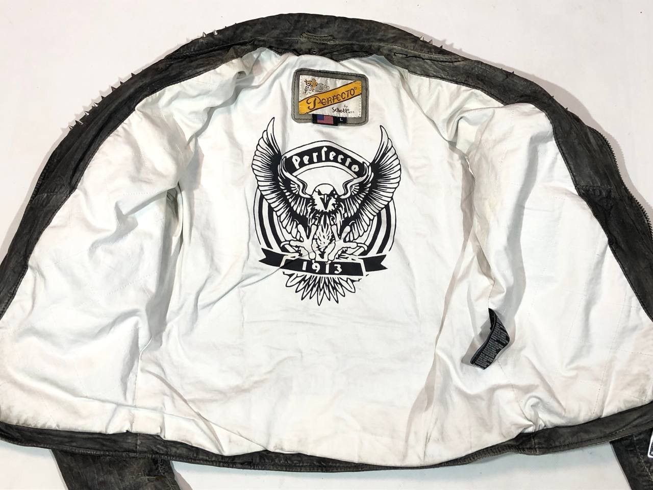 Schott Vintage Schott Perfecto Grey Leather Jacket Size L / US 10 / IT 46 - 13 Thumbnail