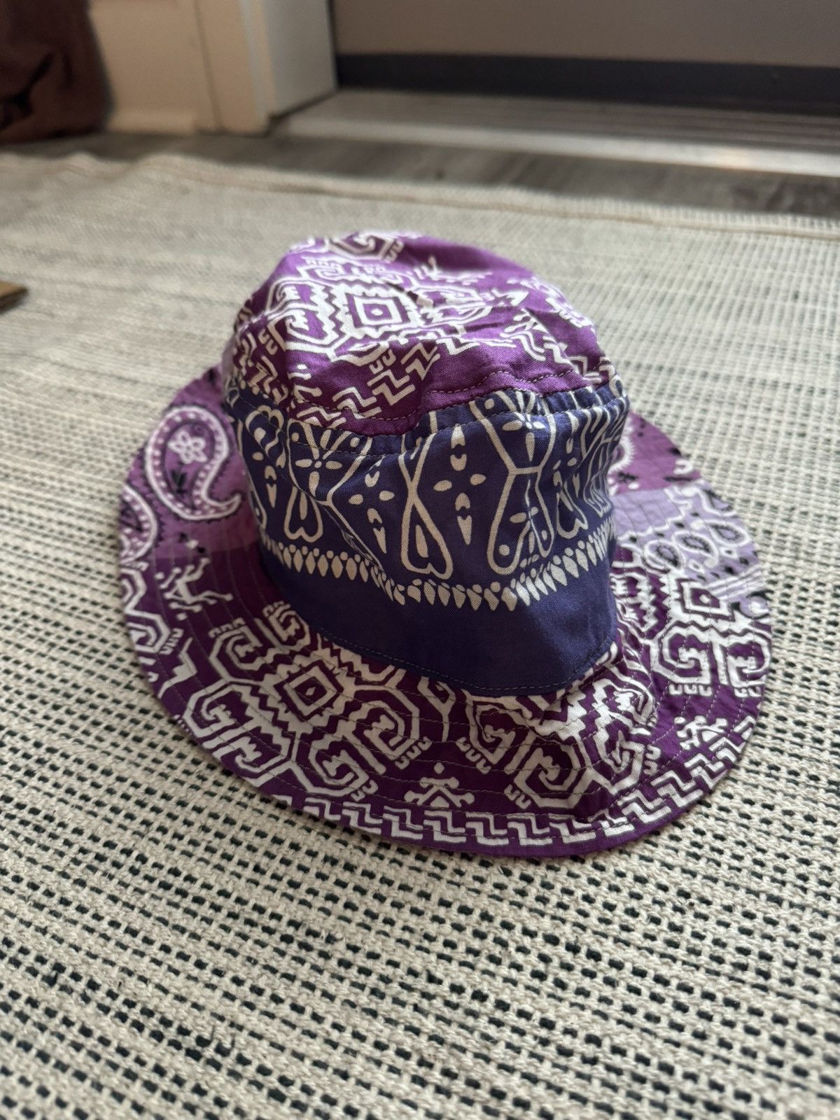 image of Kapital Bandana Patchwork Bucket Hat in Purple, Men's