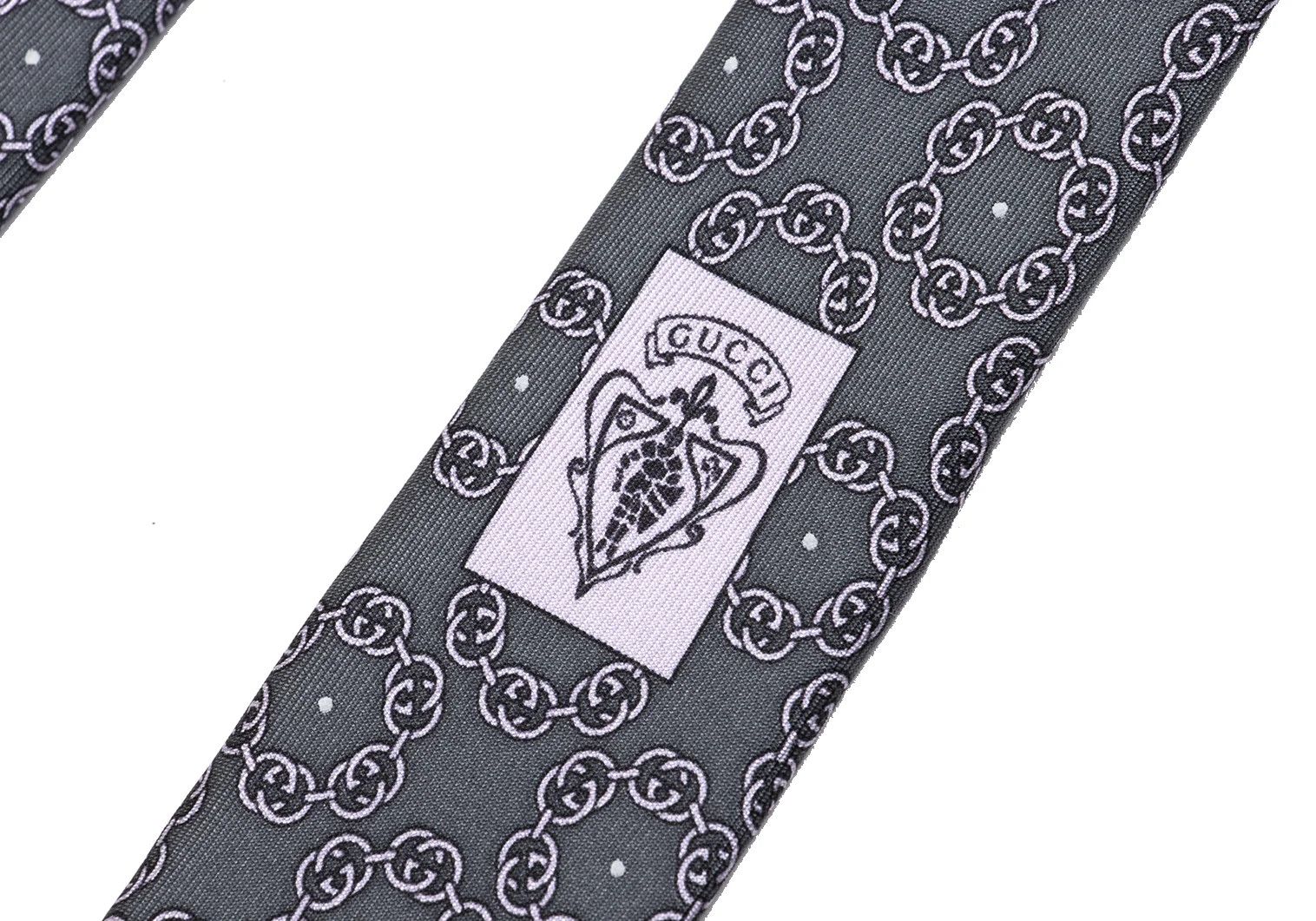 Gucci GG Circle Print Silk Tie in Gray Pink Size ONE SIZE - 6 Thumbnail