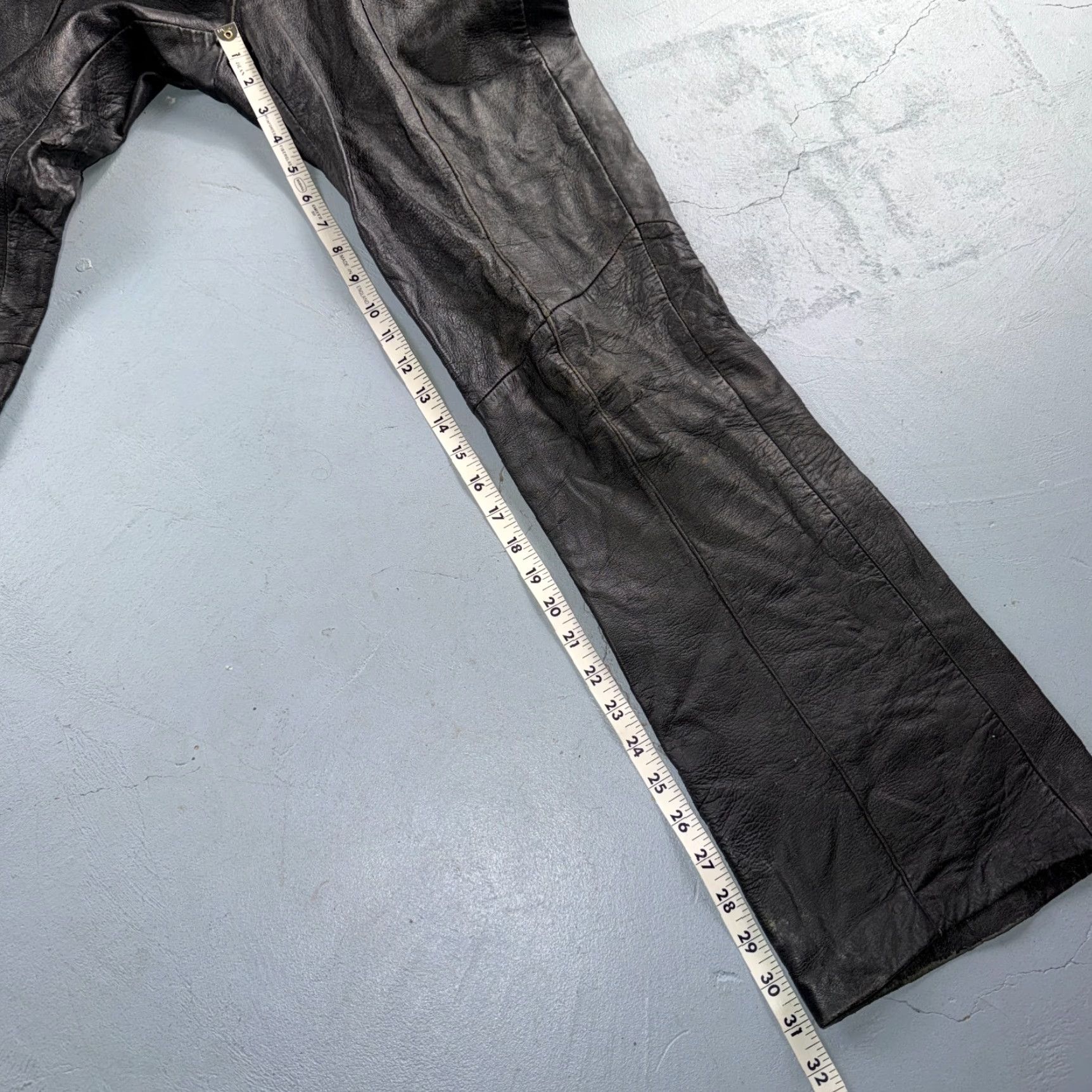 Vintage VTG Black Leather Motorcycle Pants 31x31 Rockabilly 50s 60s Buco 1960s Mens Size US 31 - 6 Thumbnail