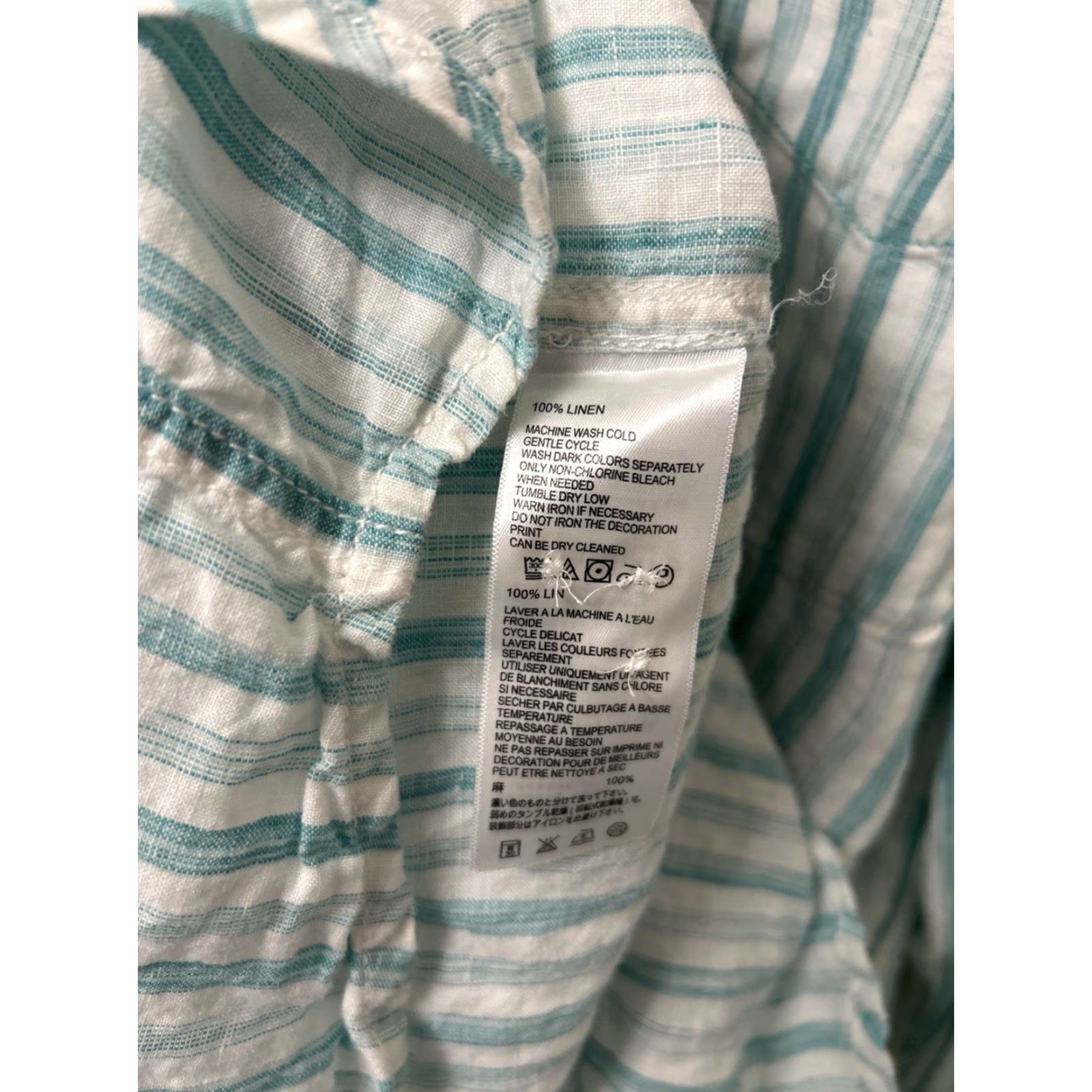 Tommy Bahama Tommy Bahama Shirt Mens Large White Green Striped 100% Linen Button-Down L/S Size US L / EU 52-54 / 3 - 7 Thumbnail