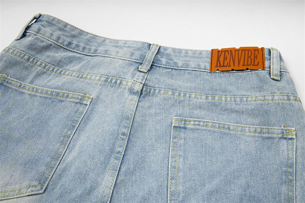 Japanese Brand × Jean Men's street trend split stitching distressed washed jeans Size US 32 / EU 48 - 6 Thumbnail
