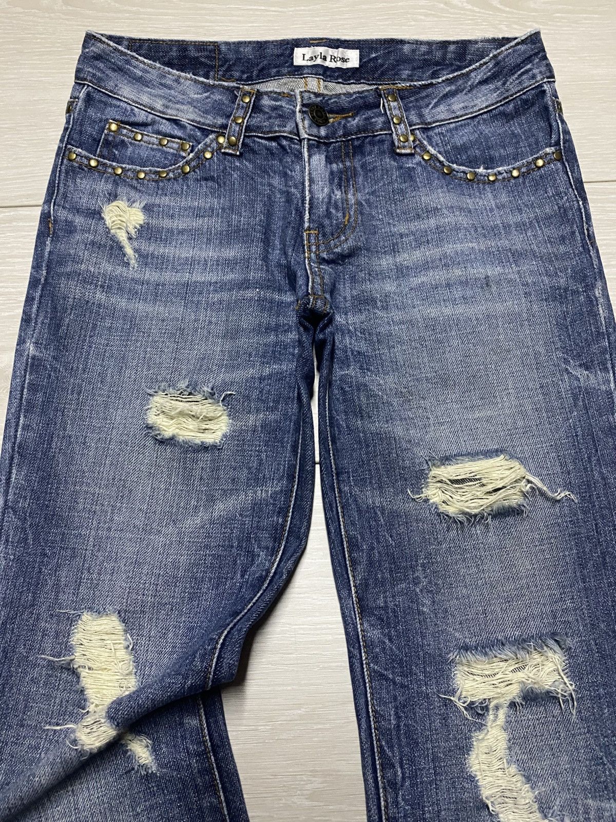 Tornado Mart Woman Layla Jean & Co Studded Y2K Flare Denim Size US 27 - 3 Thumbnail