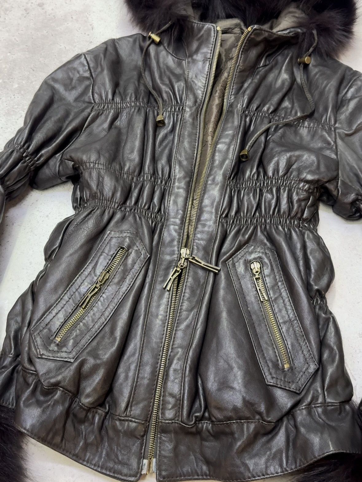 Japanese Brand Vintage Fur Leather/Fur Bandage Double Zip Leather Jacket Size US M / EU 48-50 / 2 - 7 Thumbnail