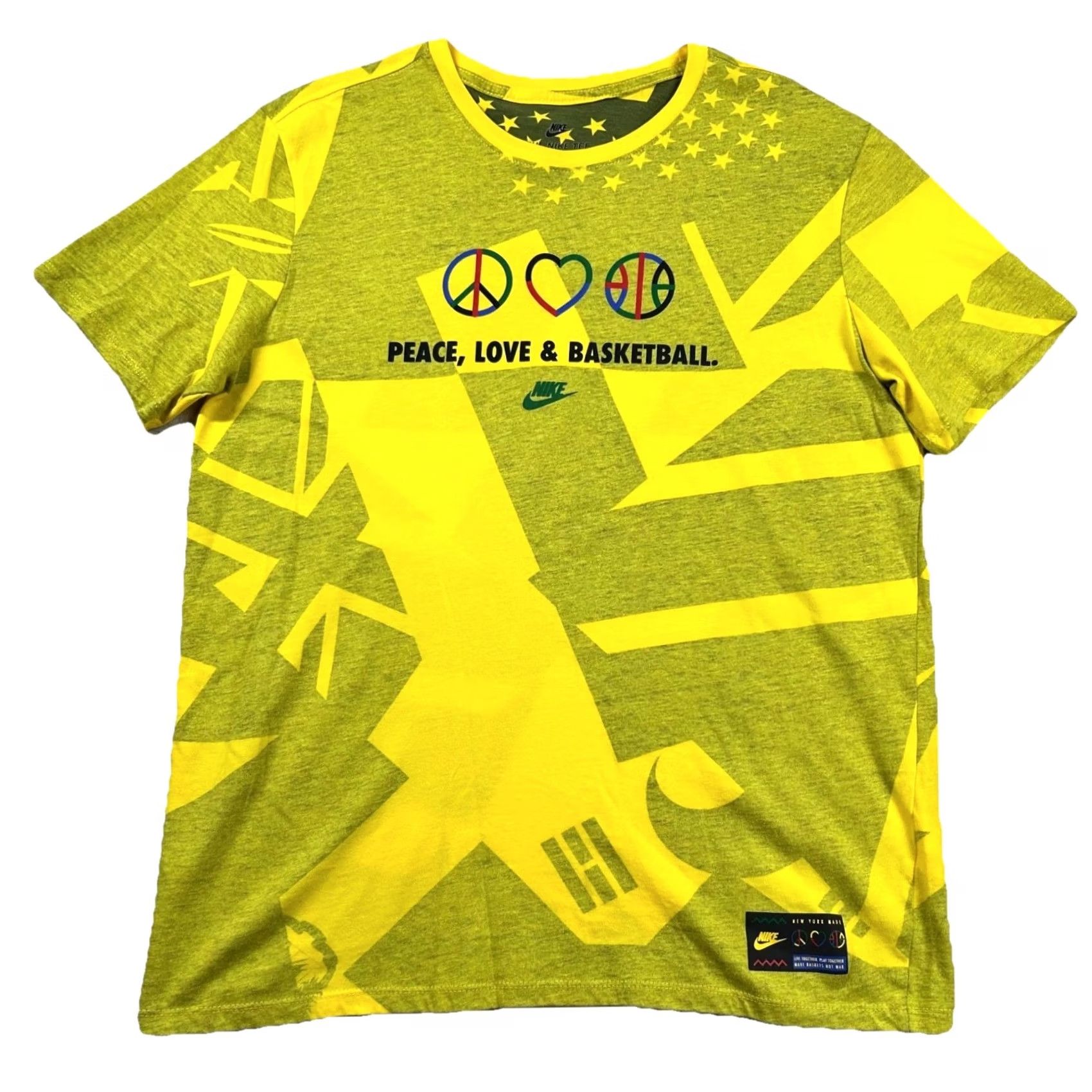 Nike Nike Tee Shirt Mens L Peace Love Basketball Urban Jungle Gym Retro Spike Lee Shirt Mens L Yellow Nike 90s Basketball Theme Mens Size US L / EU 52-54 / 3 - 2 Thumbnail
