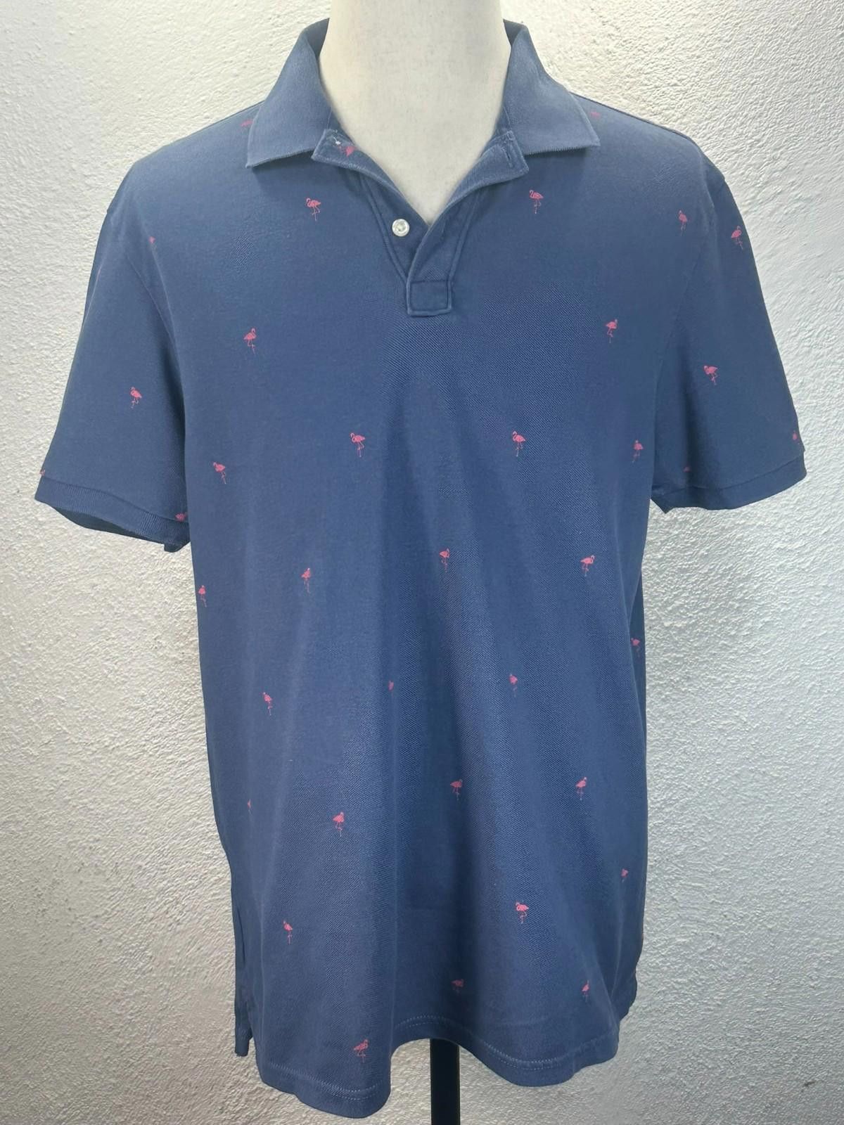 American Eagle Outfitters American Eagle Men's Large Blue Flamingo Accent Polo Shirt Size US L / EU 52-54 / 3 - 1 Thumbnail