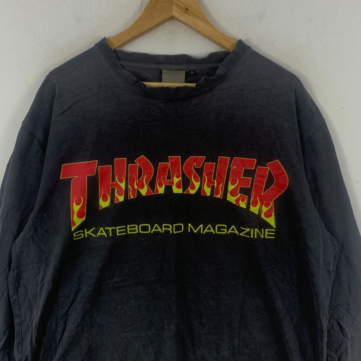 Thrasher Vintage THRASHER MAGAZINE SKATEBOARD Flame Tee Shirt Top Size US XXL / EU 58 / 5 - 5 Thumbnail