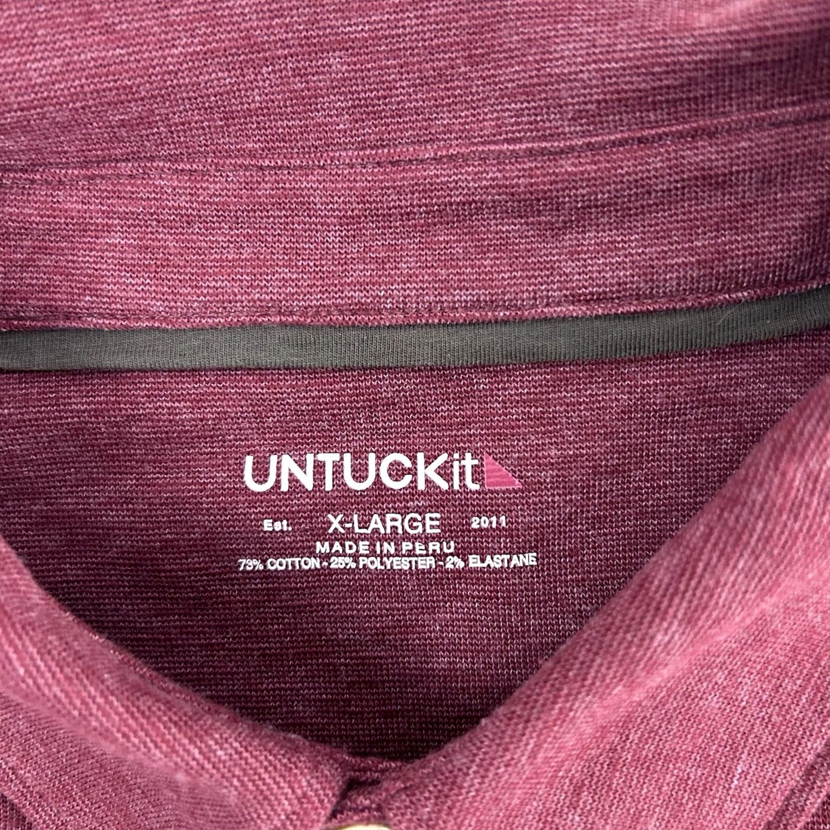 UNTUCKit UNTUCKit Polo Shirt Mens XL Red Solid Mathieu Regular Stretch Casual Long Sleeve Collared Pullover Size US XL / EU 56 / 4 - 4 Thumbnail