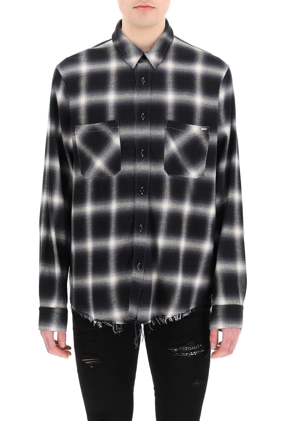 Amiri $690 VALIE Amiri Black & Grey Core Shadow Plaid Shirt Size US L / EU 52-54 / 3 - 2 Thumbnail